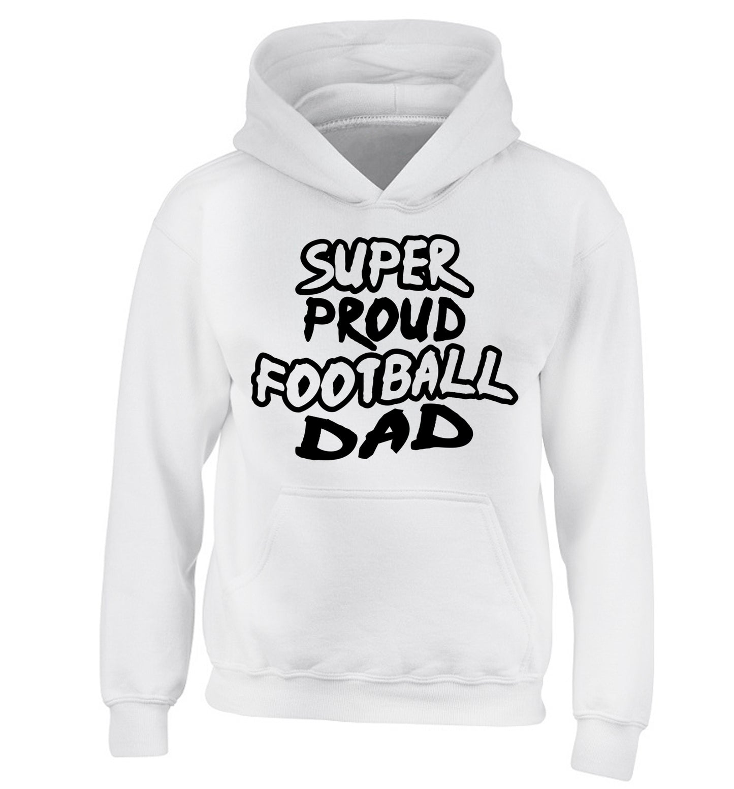 Super proud football dad children's white hoodie 12-14 Years