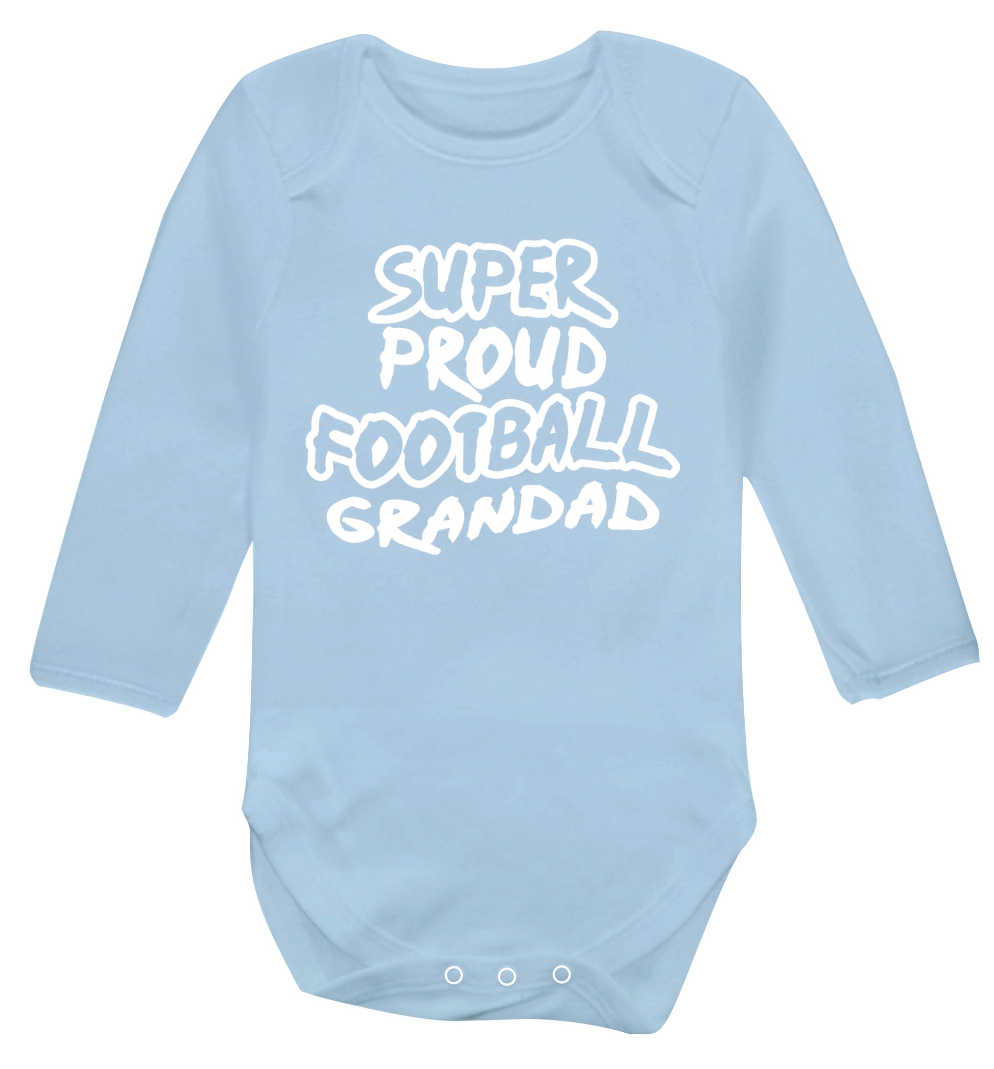 Super proud football grandad Baby Vest long sleeved pale blue 6-12 months