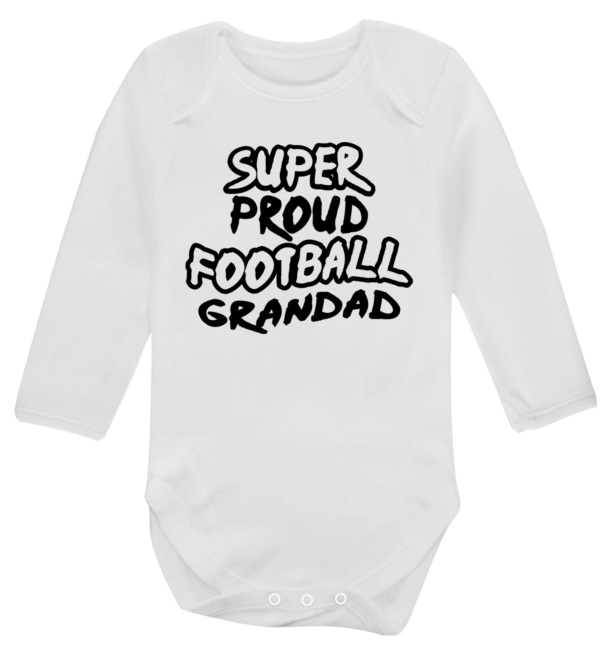 Super proud football grandad Baby Vest long sleeved white 6-12 months