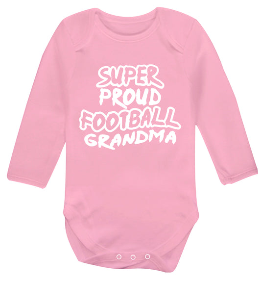 Super proud football grandma Baby Vest long sleeved pale pink 6-12 months