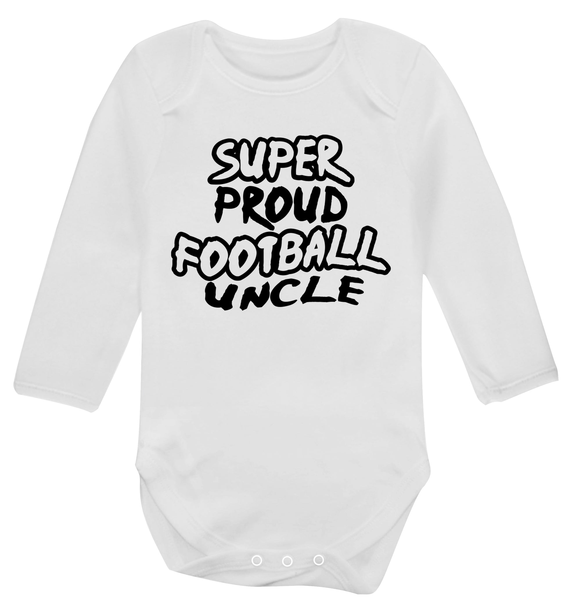 Super proud football uncle Baby Vest long sleeved white 6-12 months