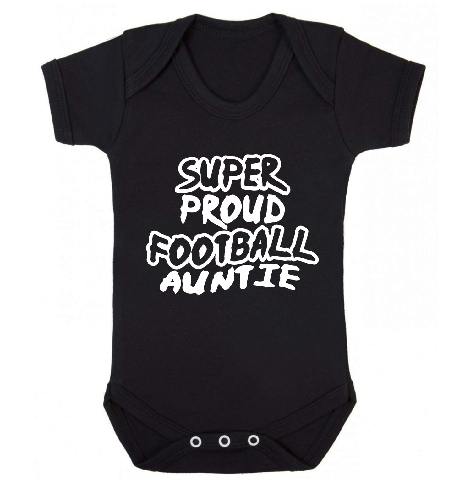 Super proud football auntie Baby Vest black 18-24 months