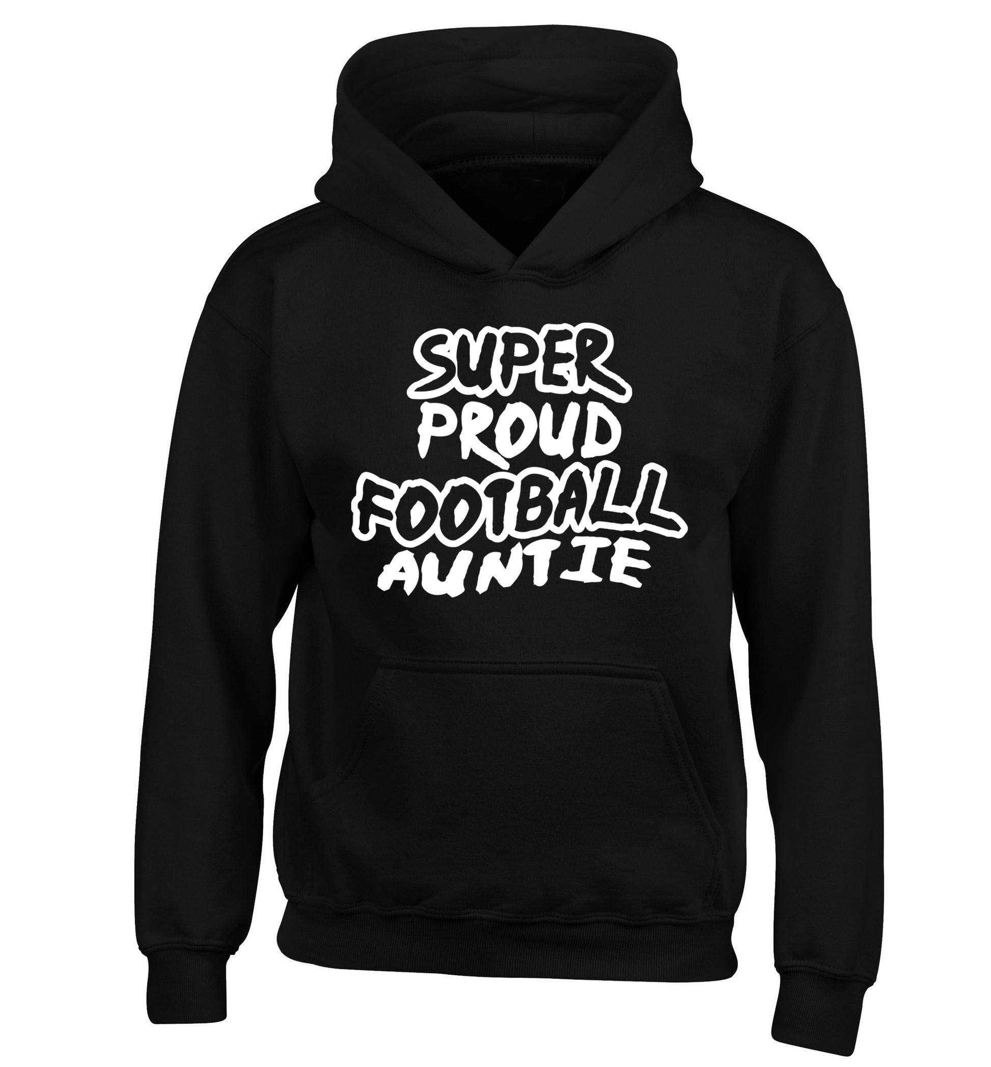 Super proud football auntie children's black hoodie 12-14 Years