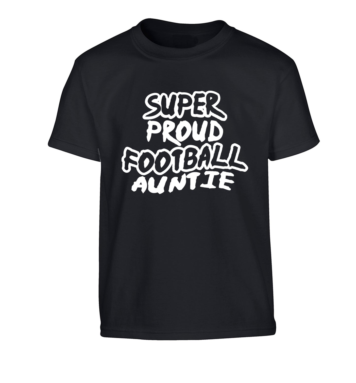Super proud football auntie Children's black Tshirt 12-14 Years