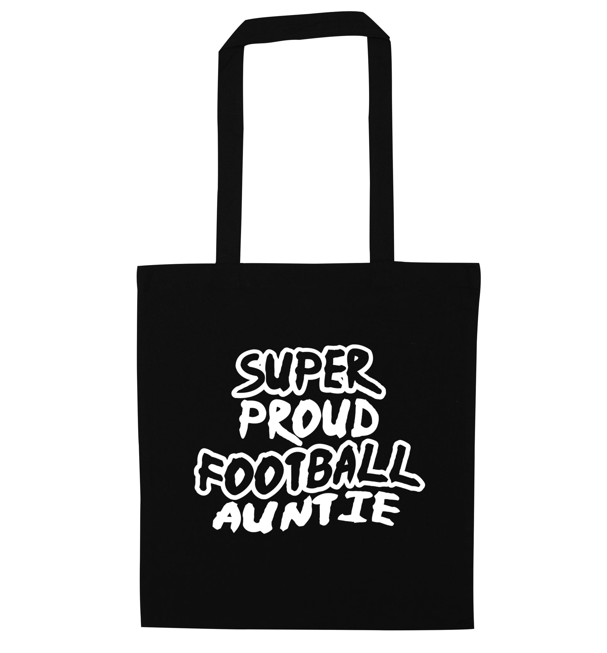 Super proud football auntie black tote bag