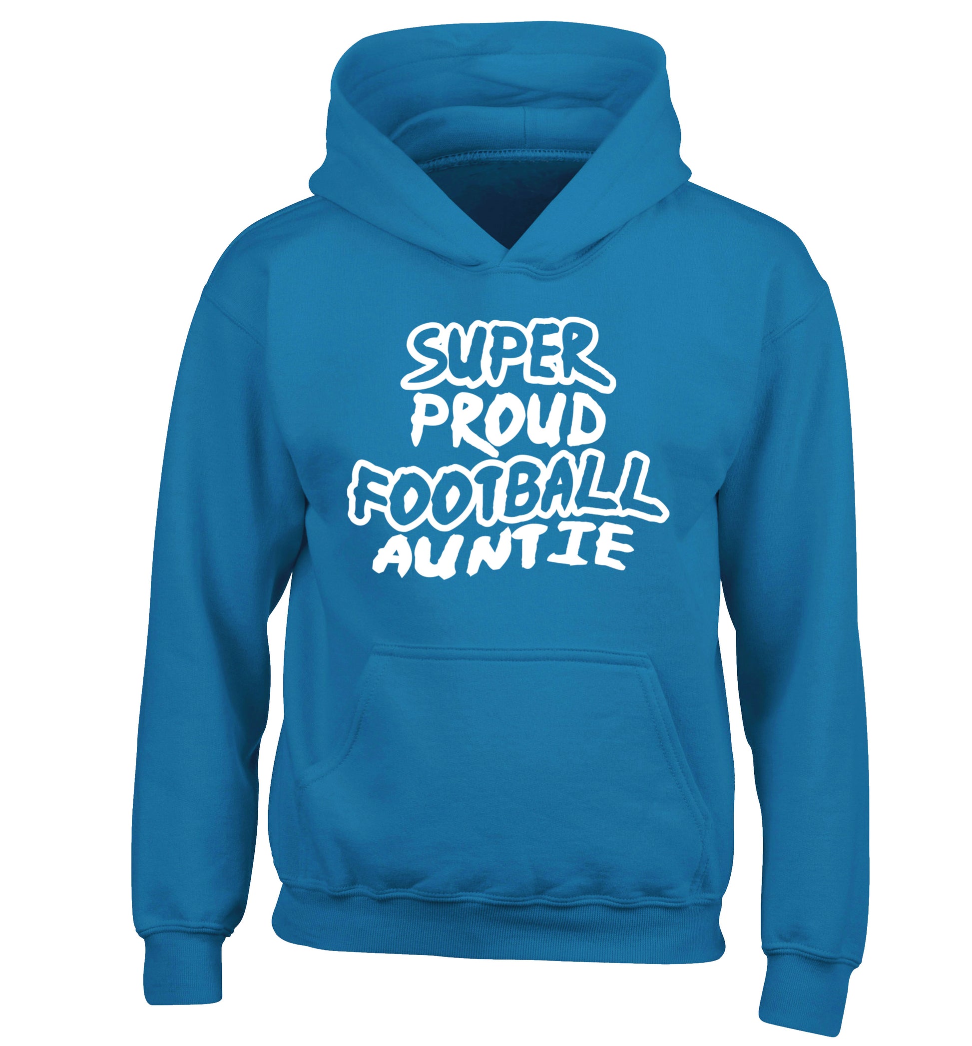 Super proud football auntie children's blue hoodie 12-14 Years