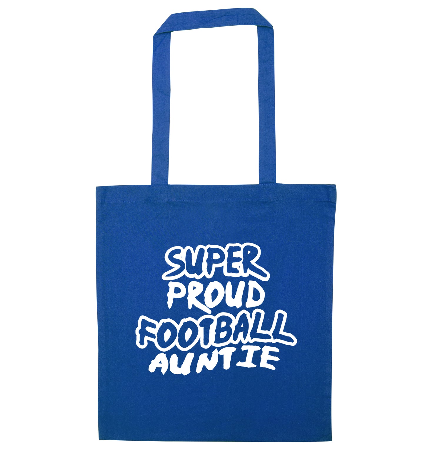 Super proud football auntie blue tote bag
