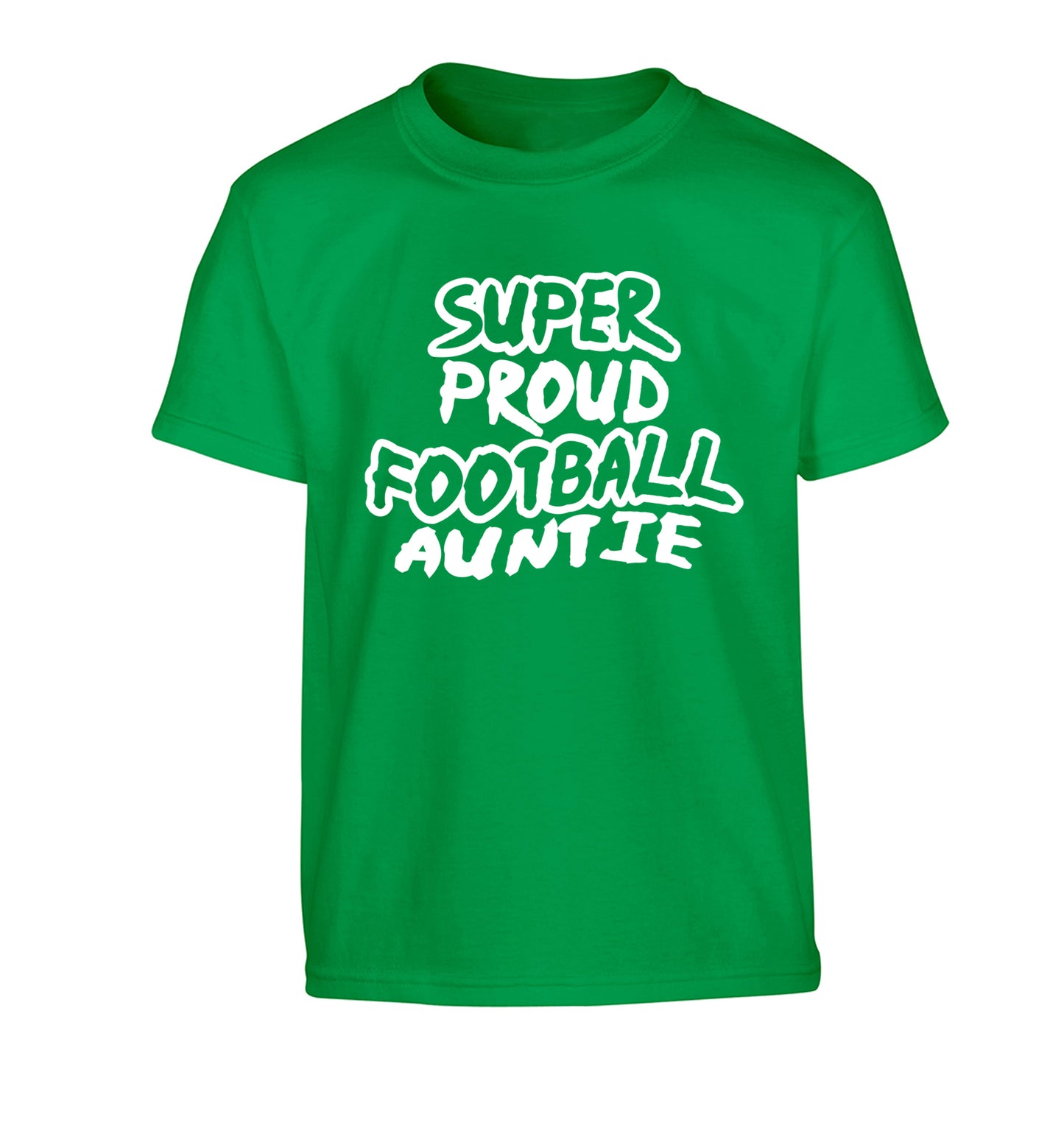 Super proud football auntie Children's green Tshirt 12-14 Years