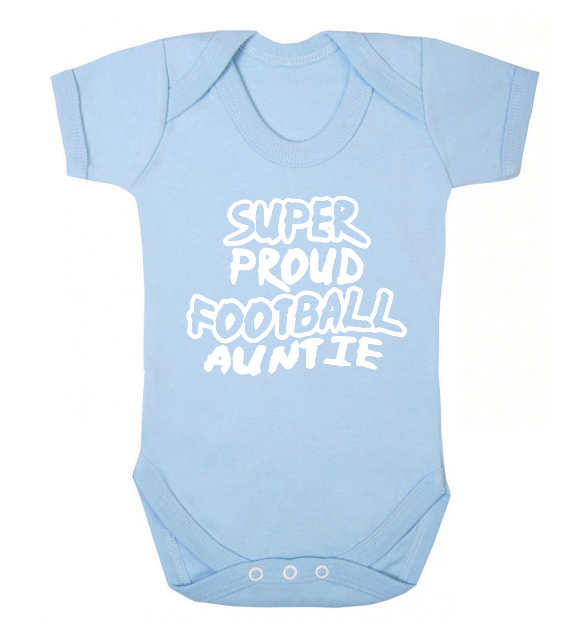 Super proud football auntie Baby Vest pale blue 18-24 months