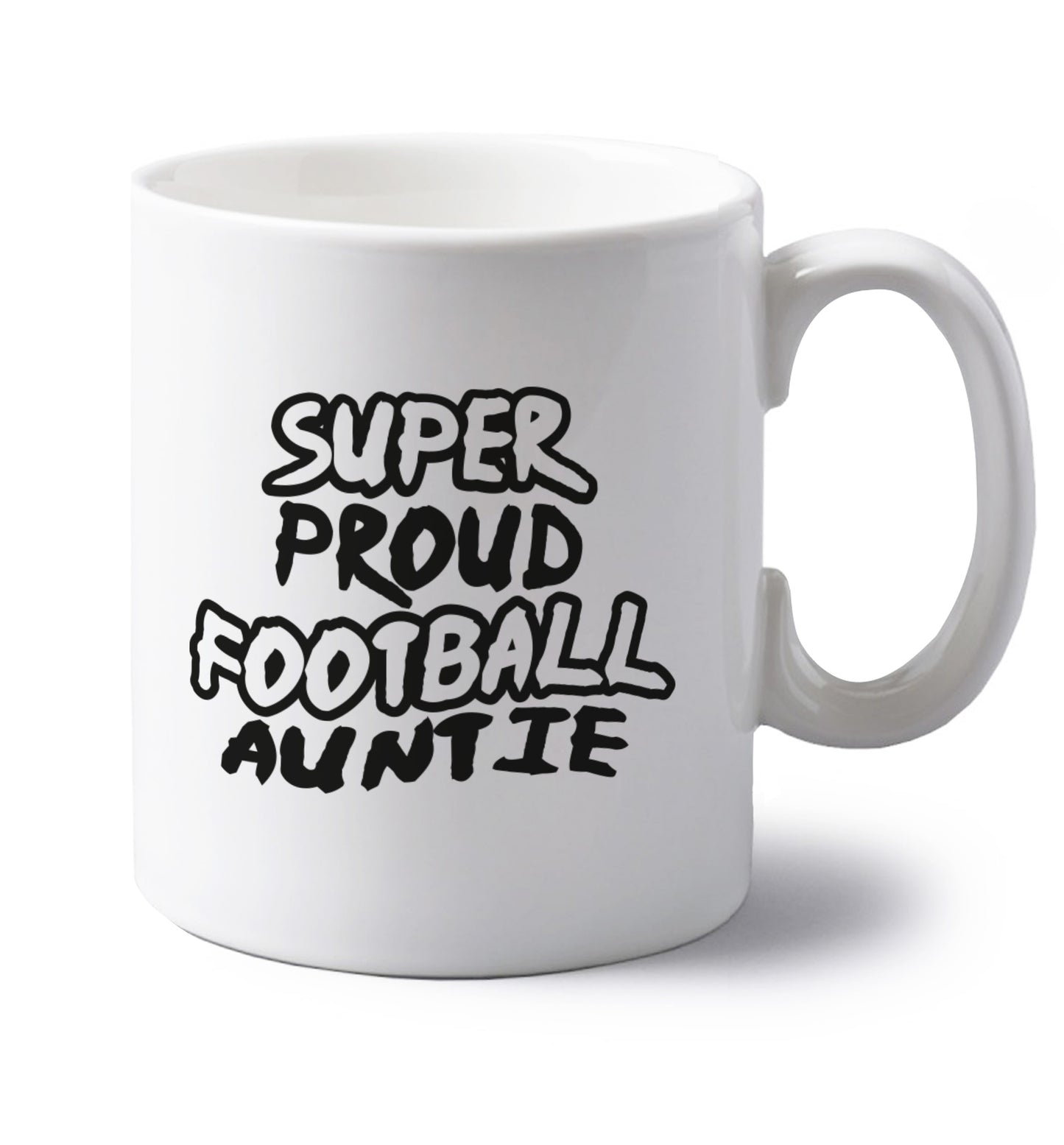 Super proud football auntie left handed white ceramic mug 