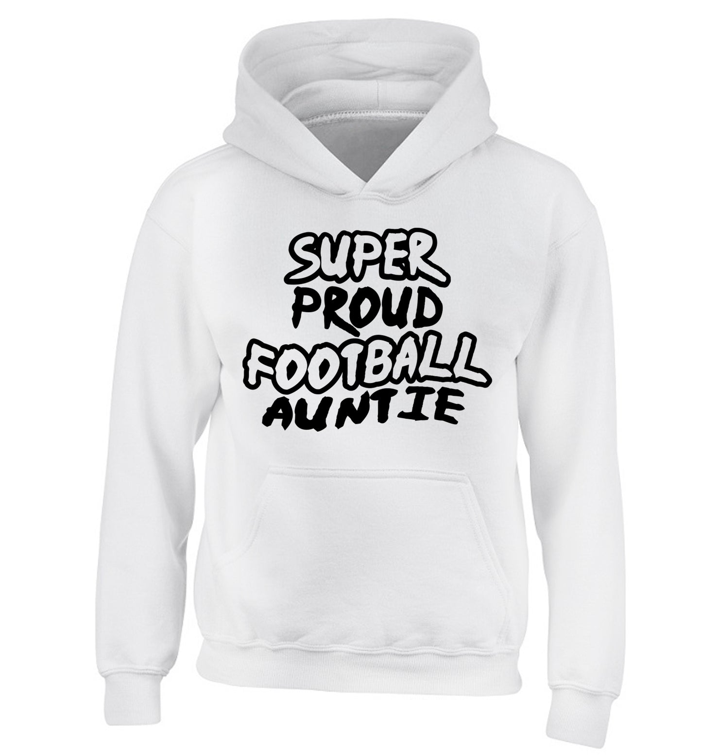 Super proud football auntie children's white hoodie 12-14 Years