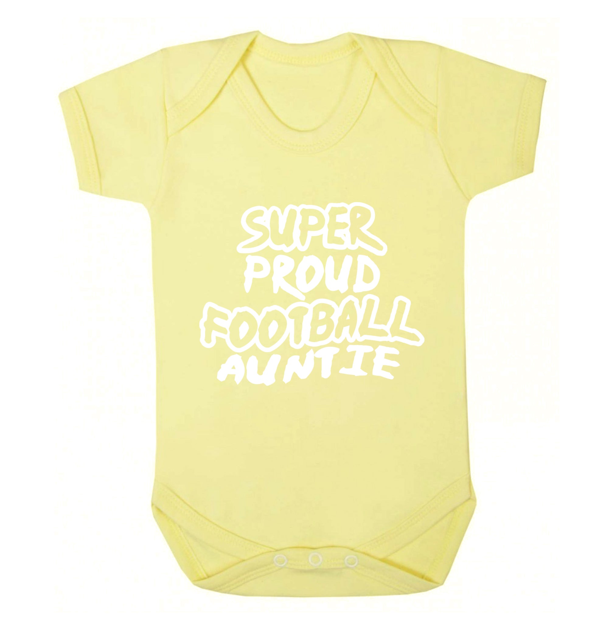 Super proud football auntie Baby Vest pale yellow 18-24 months