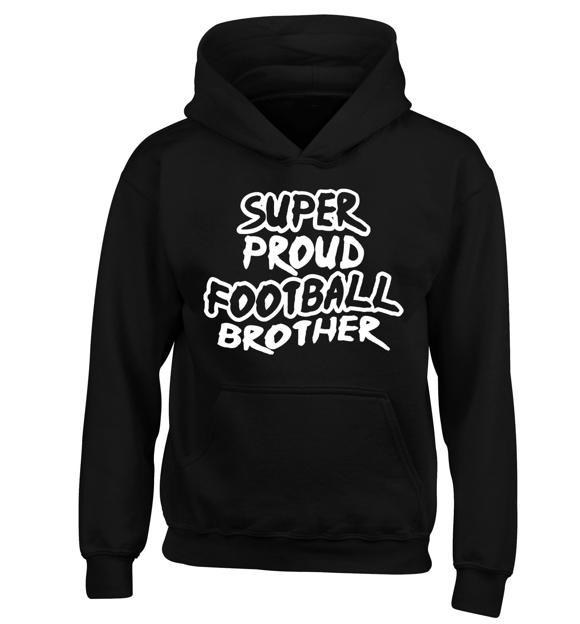 Super proud football brother children's black hoodie 12-14 Years