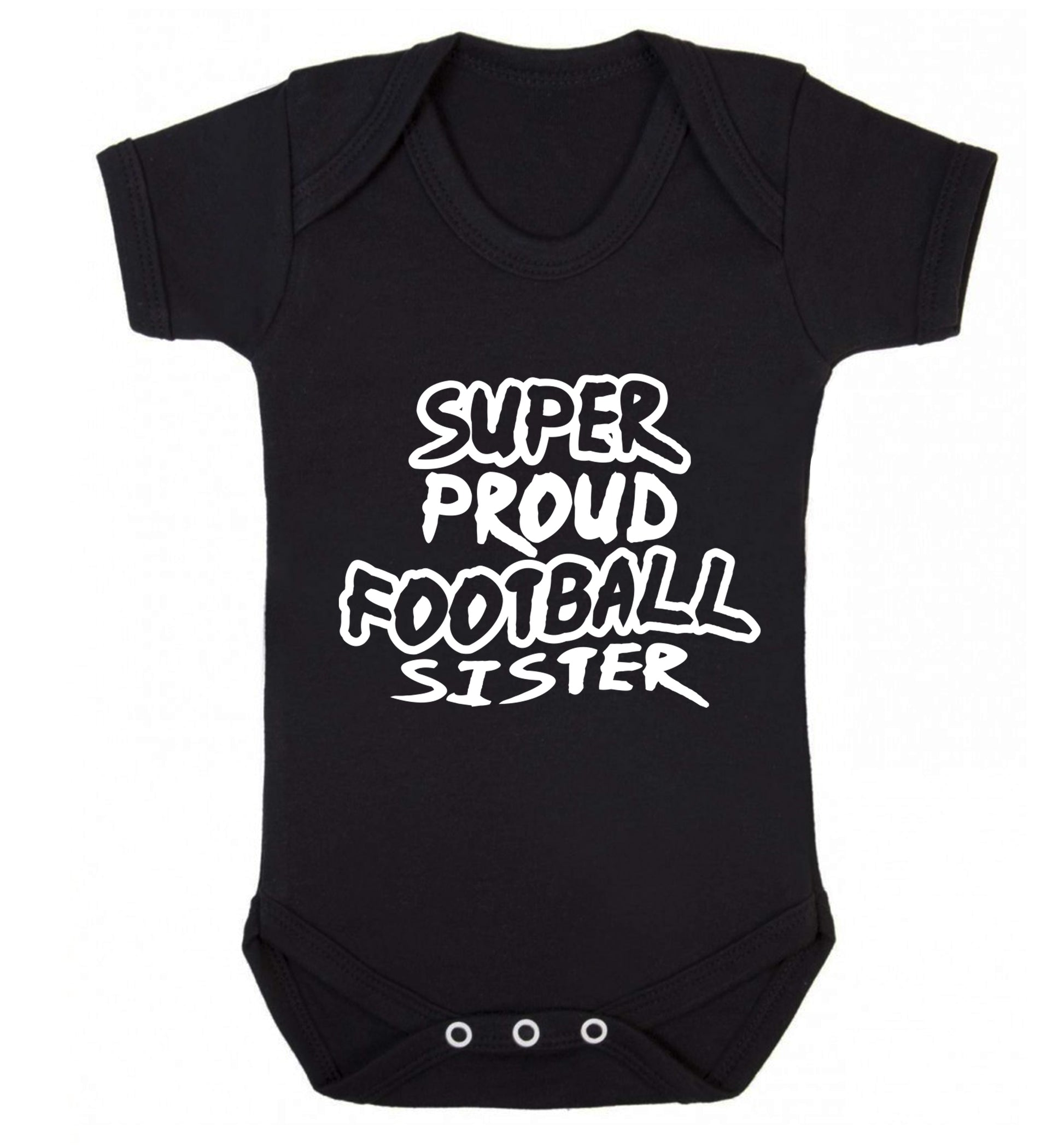Super proud football sister Baby Vest black 18-24 months