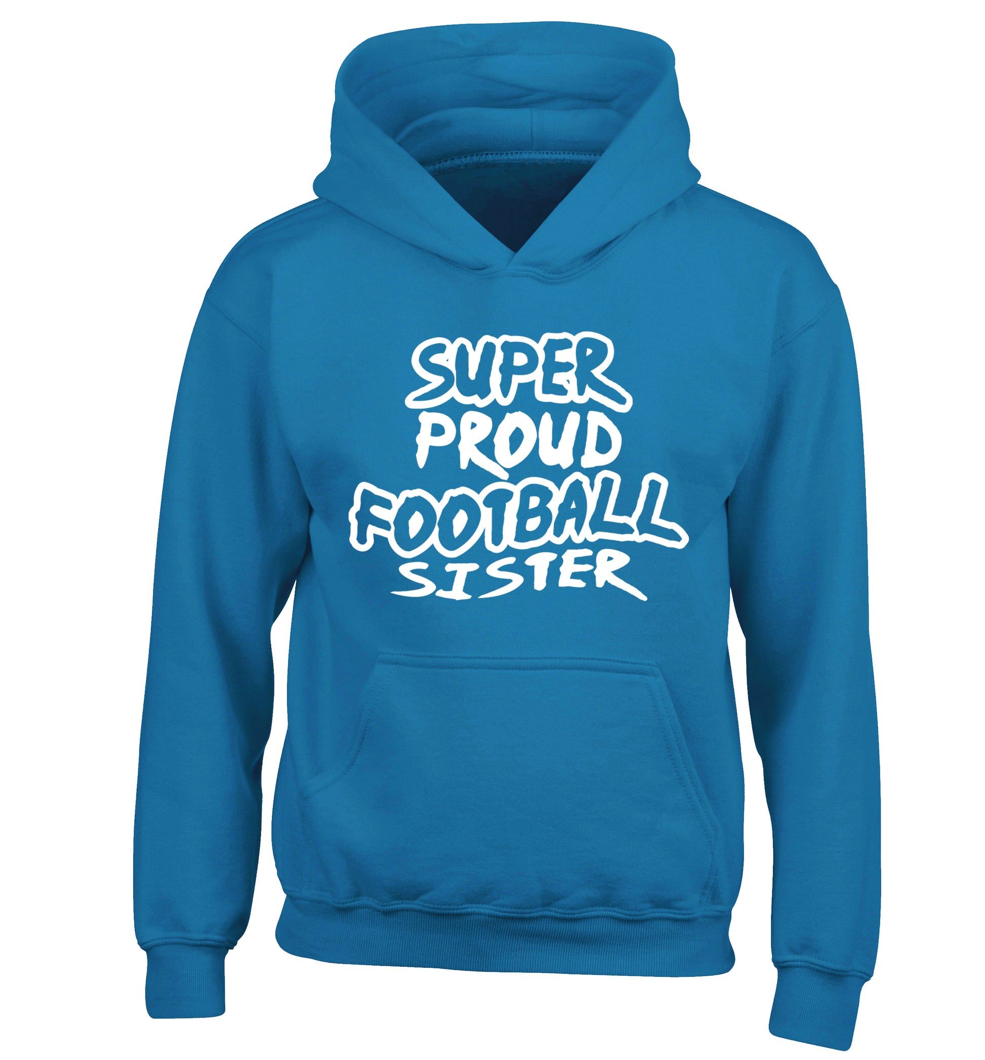 Super proud football sister children's blue hoodie 12-14 Years