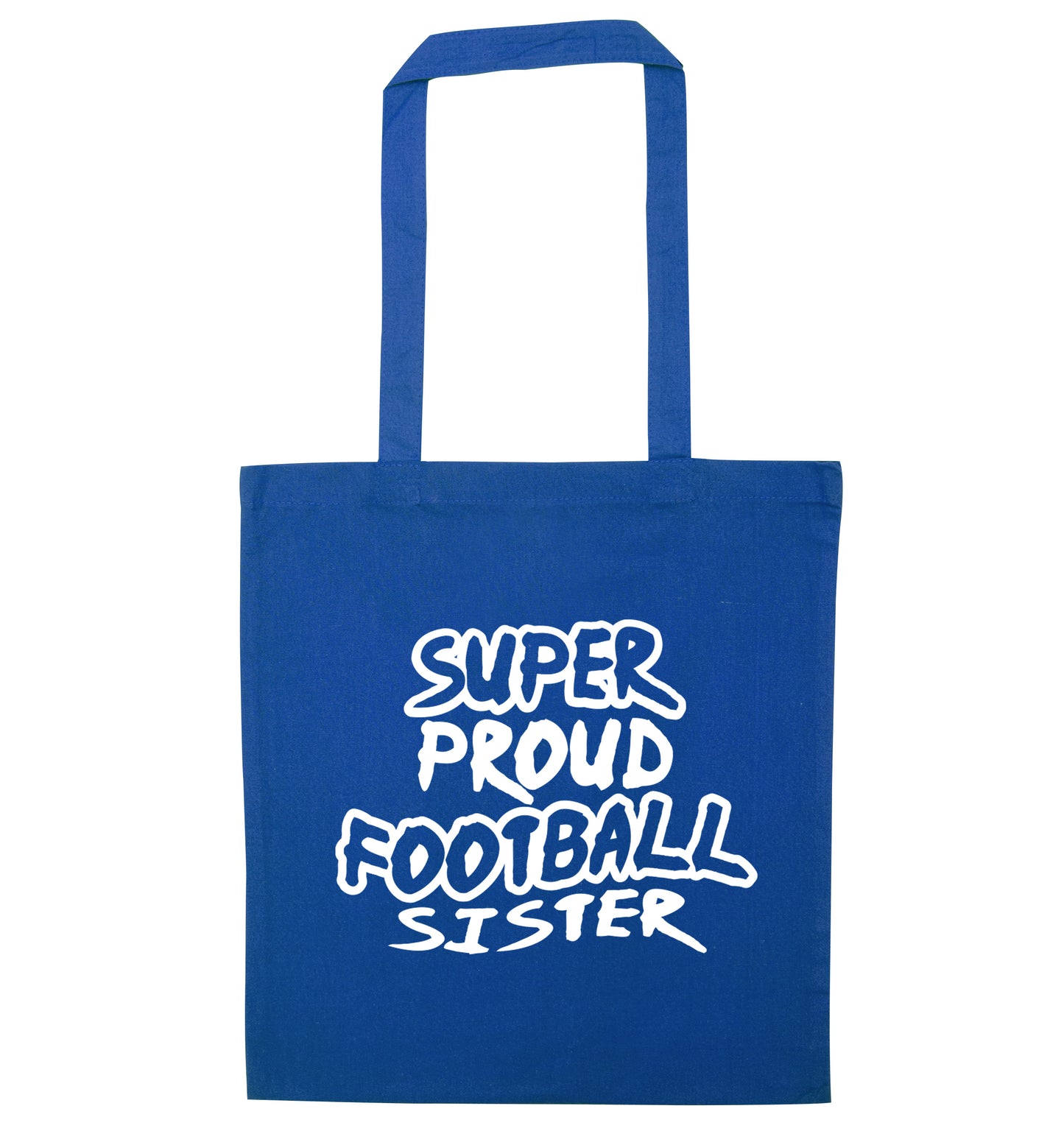 Super proud football sister blue tote bag