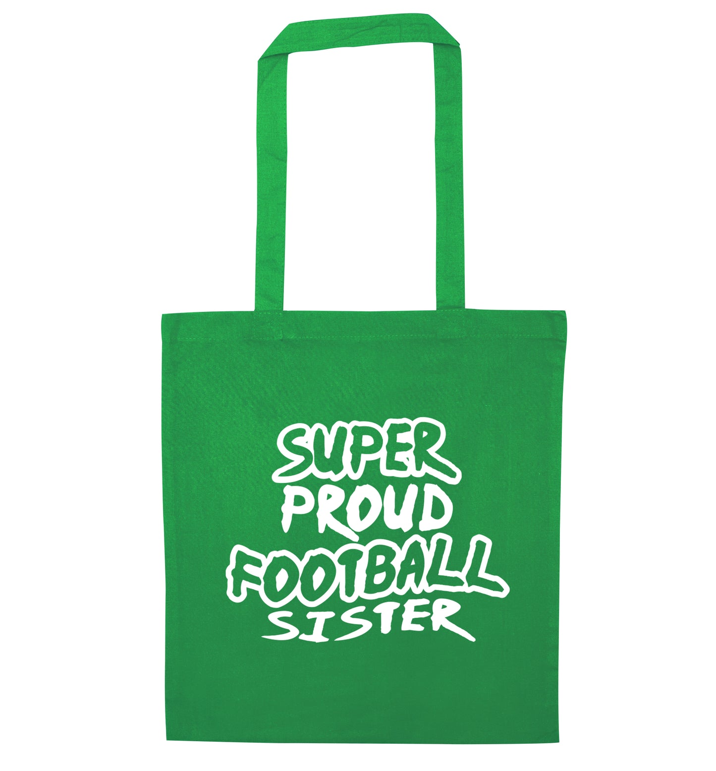 Super proud football sister green tote bag