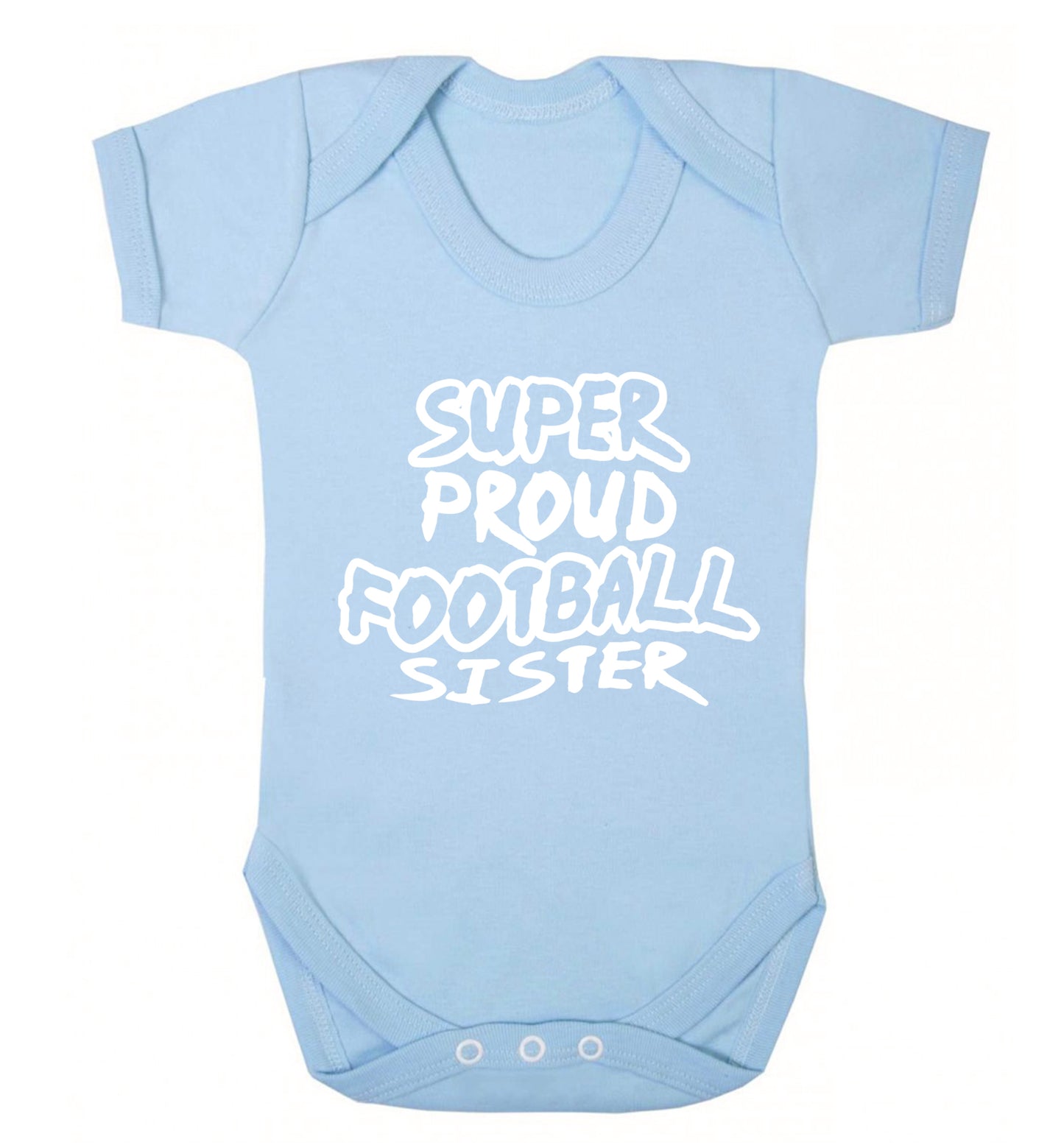 Super proud football sister Baby Vest pale blue 18-24 months