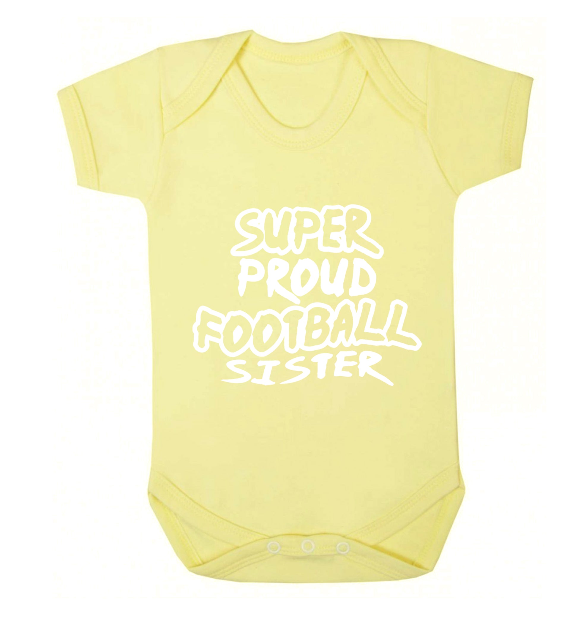 Super proud football sister Baby Vest pale yellow 18-24 months