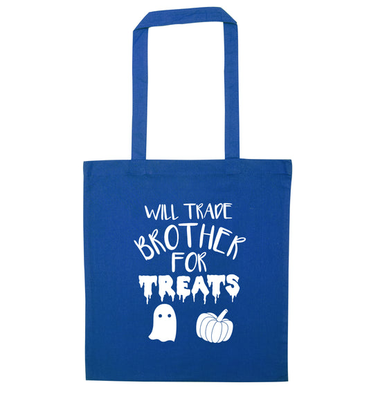 Will trade brother for sweets blue tote bag