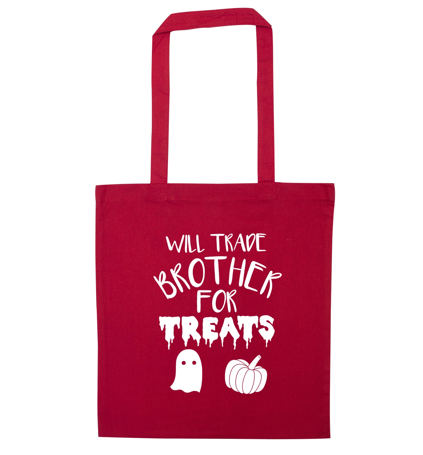 Will trade brother for sweets red tote bag