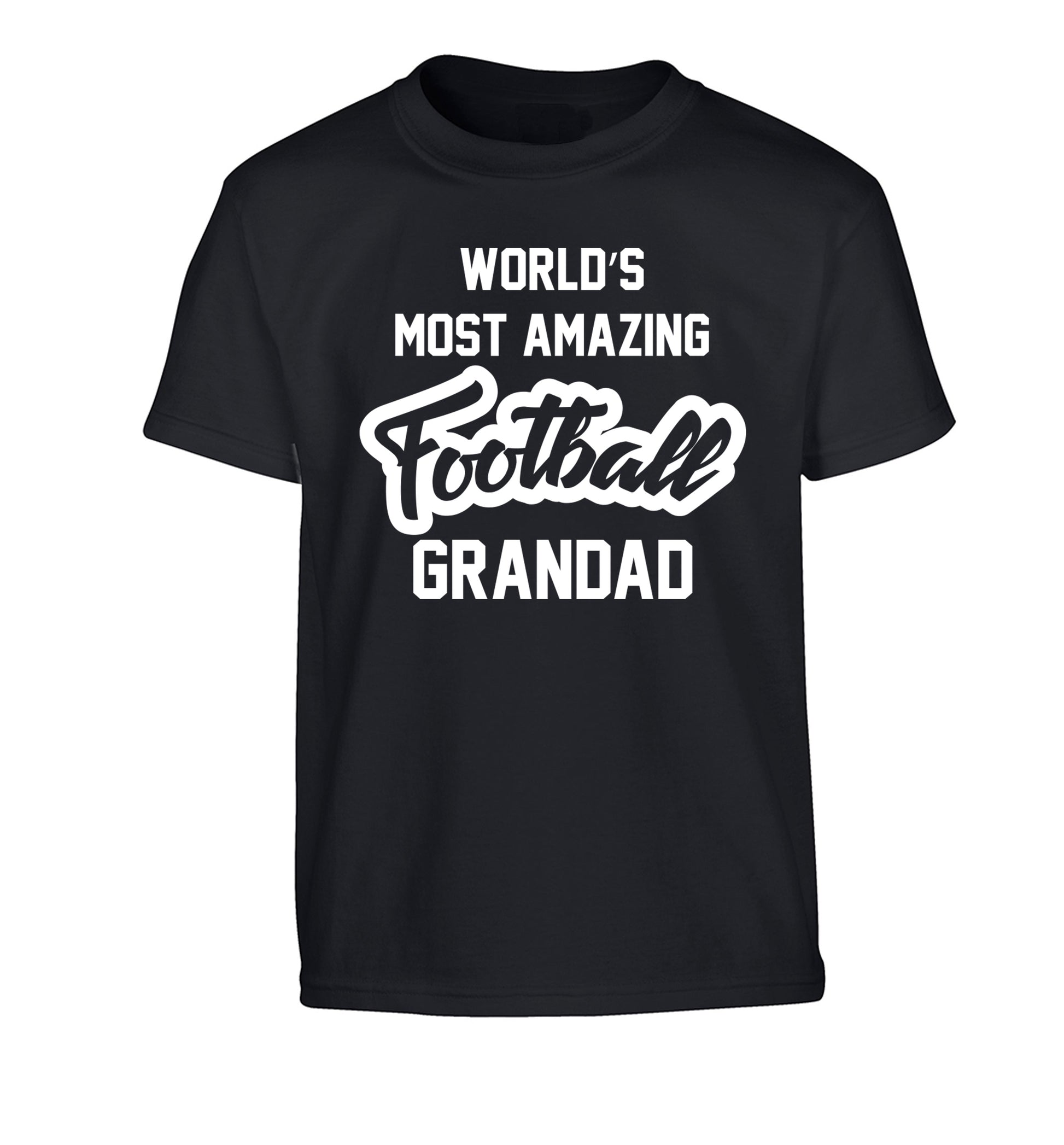 Worlds most amazing football grandad Children's black Tshirt 12-14 Years