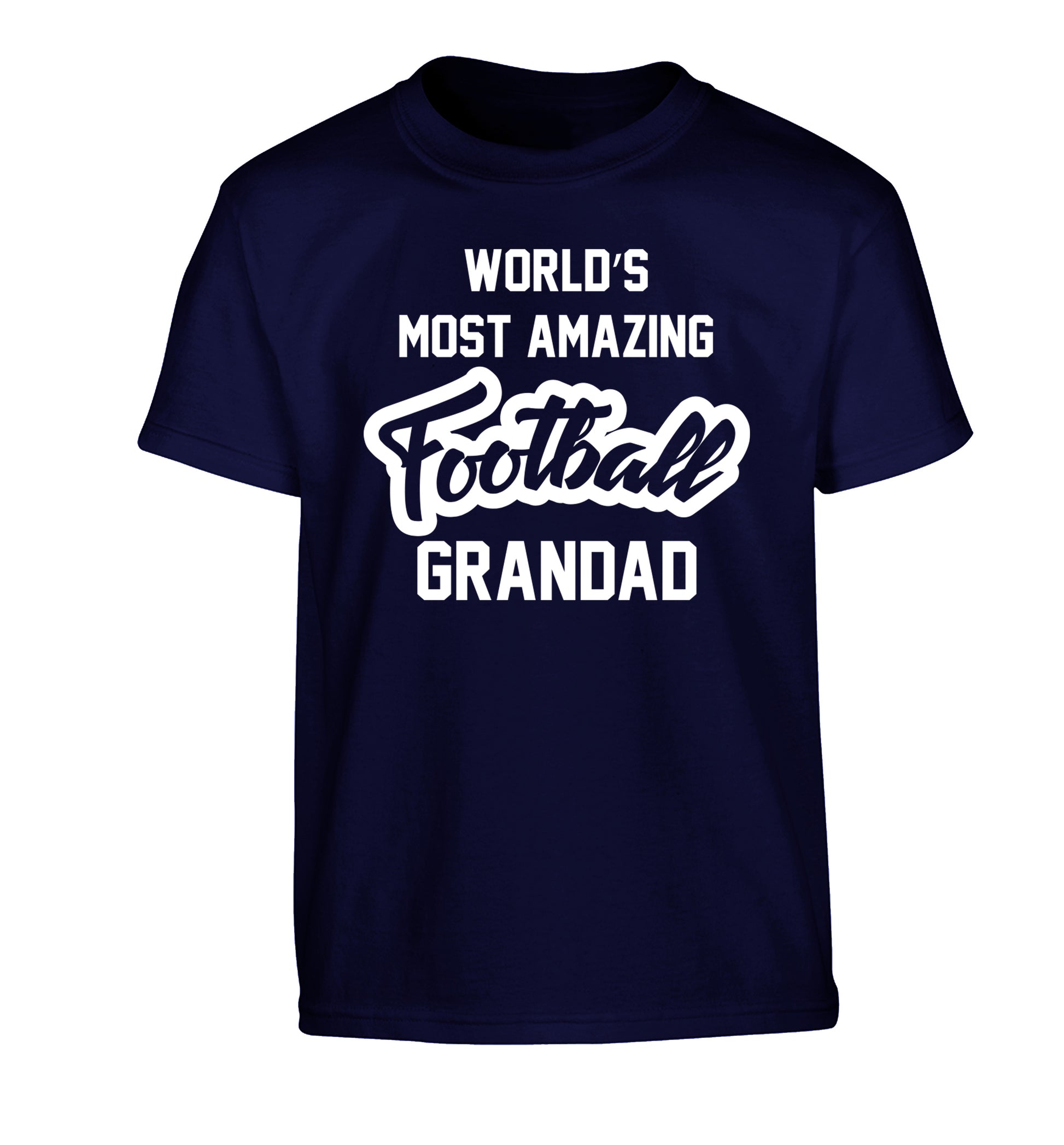Worlds most amazing football grandad Children's navy Tshirt 12-14 Years