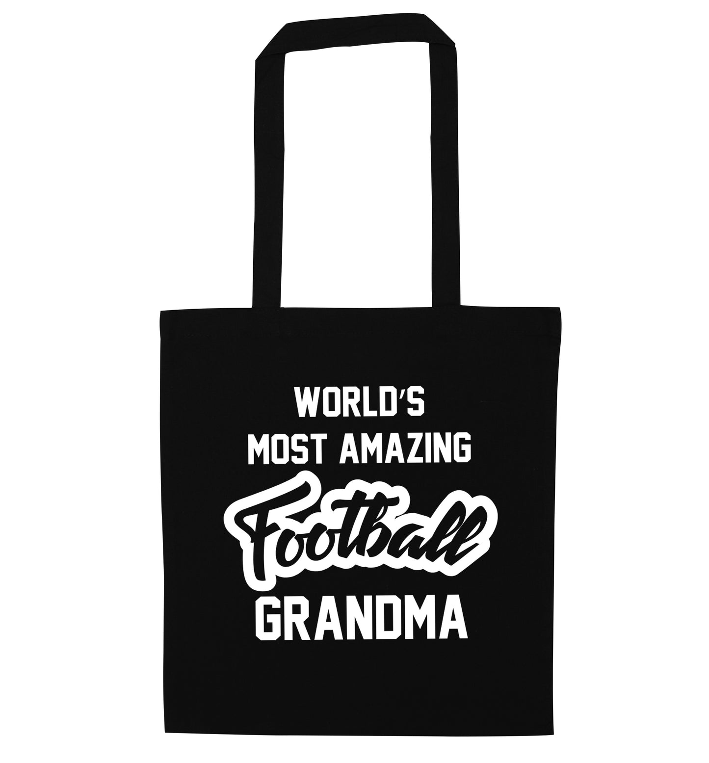 Worlds most amazing football grandma black tote bag