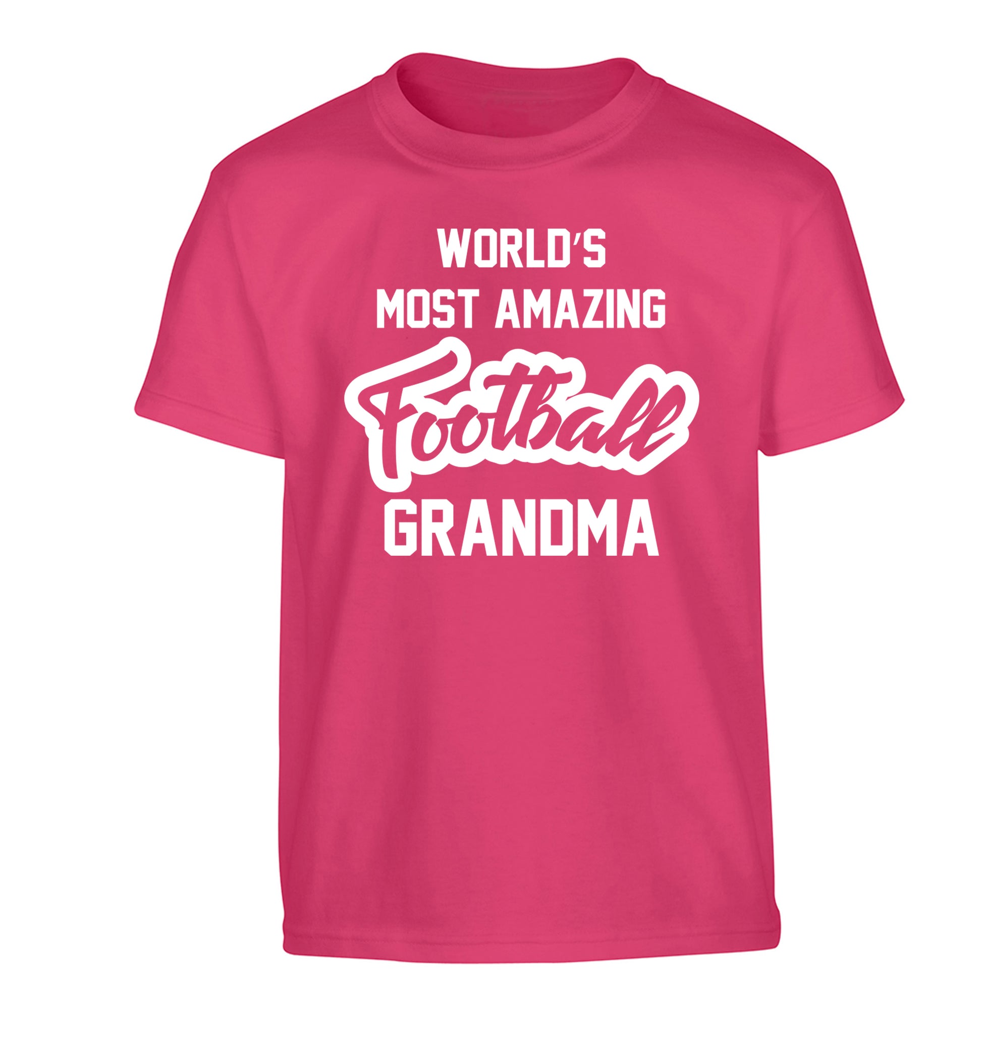 Worlds most amazing football grandma Children's pink Tshirt 12-14 Years