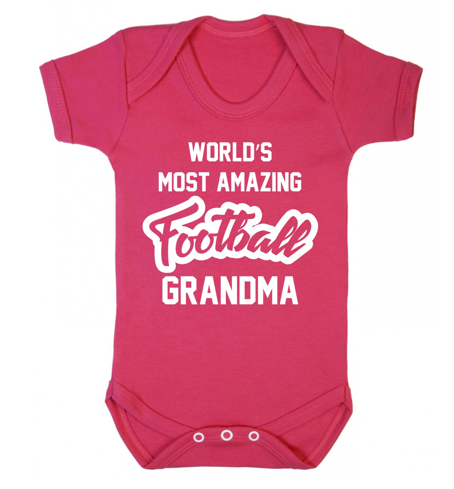 Worlds most amazing football grandma Baby Vest dark pink 18-24 months