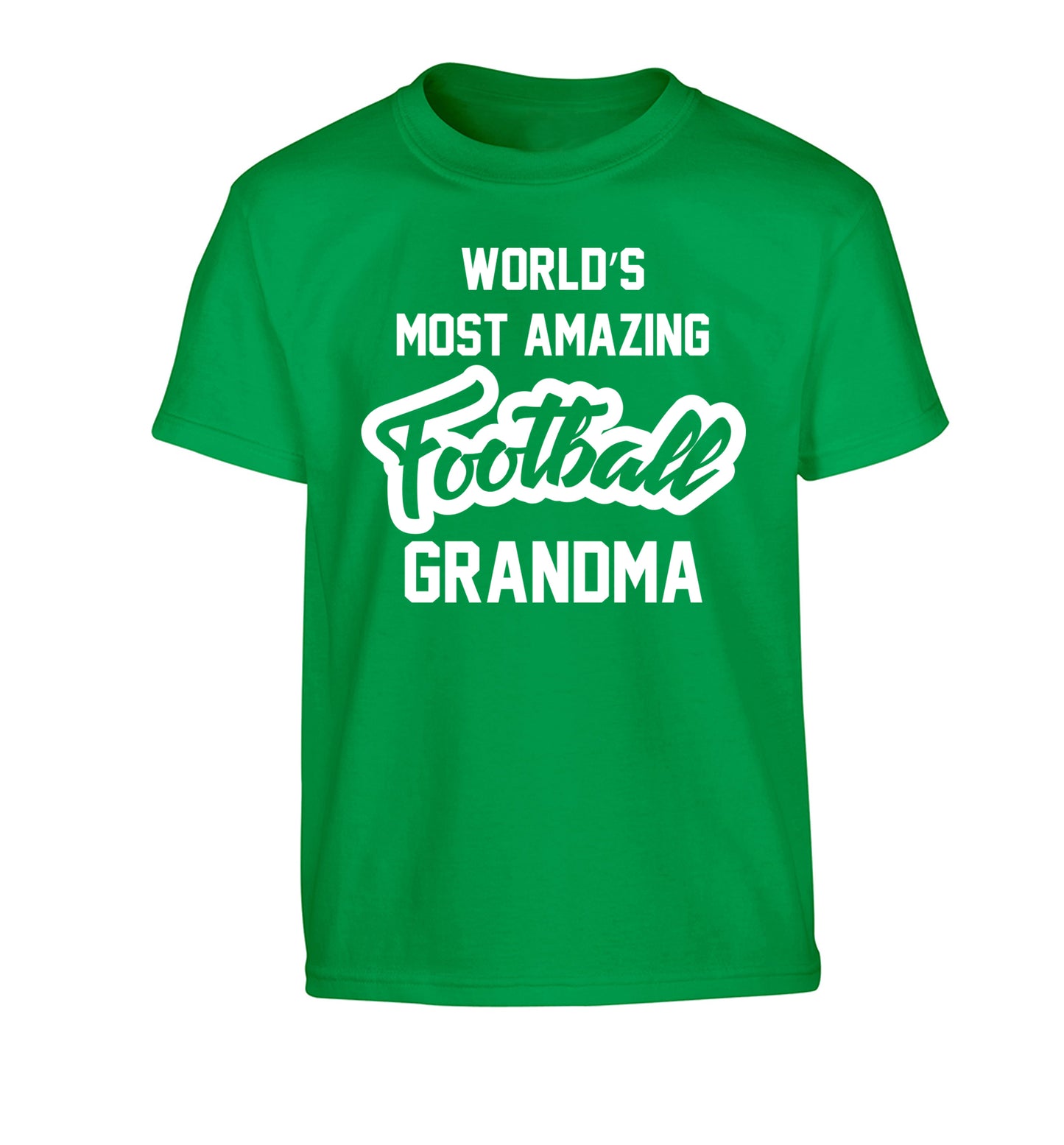 Worlds most amazing football grandma Children's green Tshirt 12-14 Years