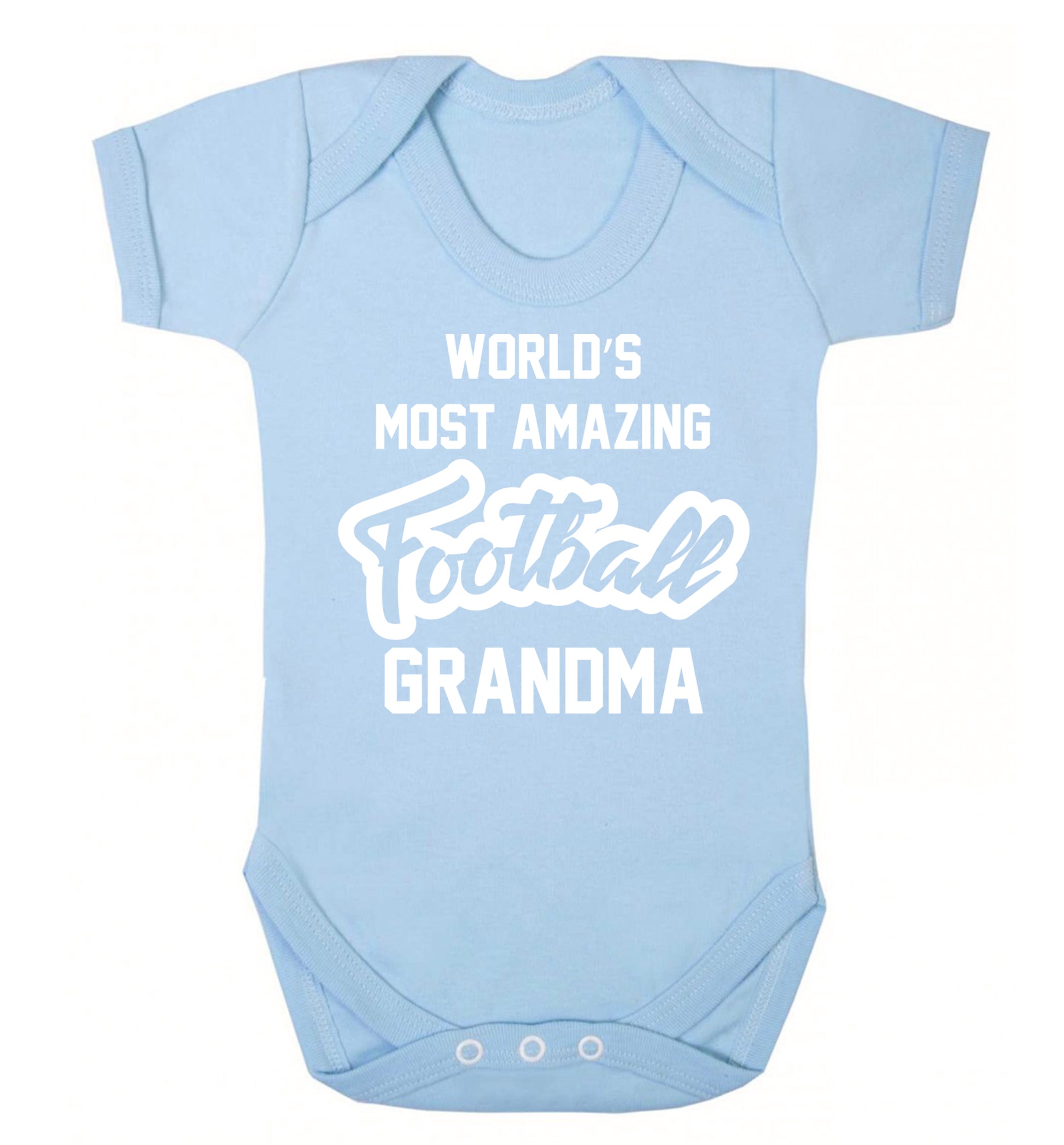 Worlds most amazing football grandma Baby Vest pale blue 18-24 months