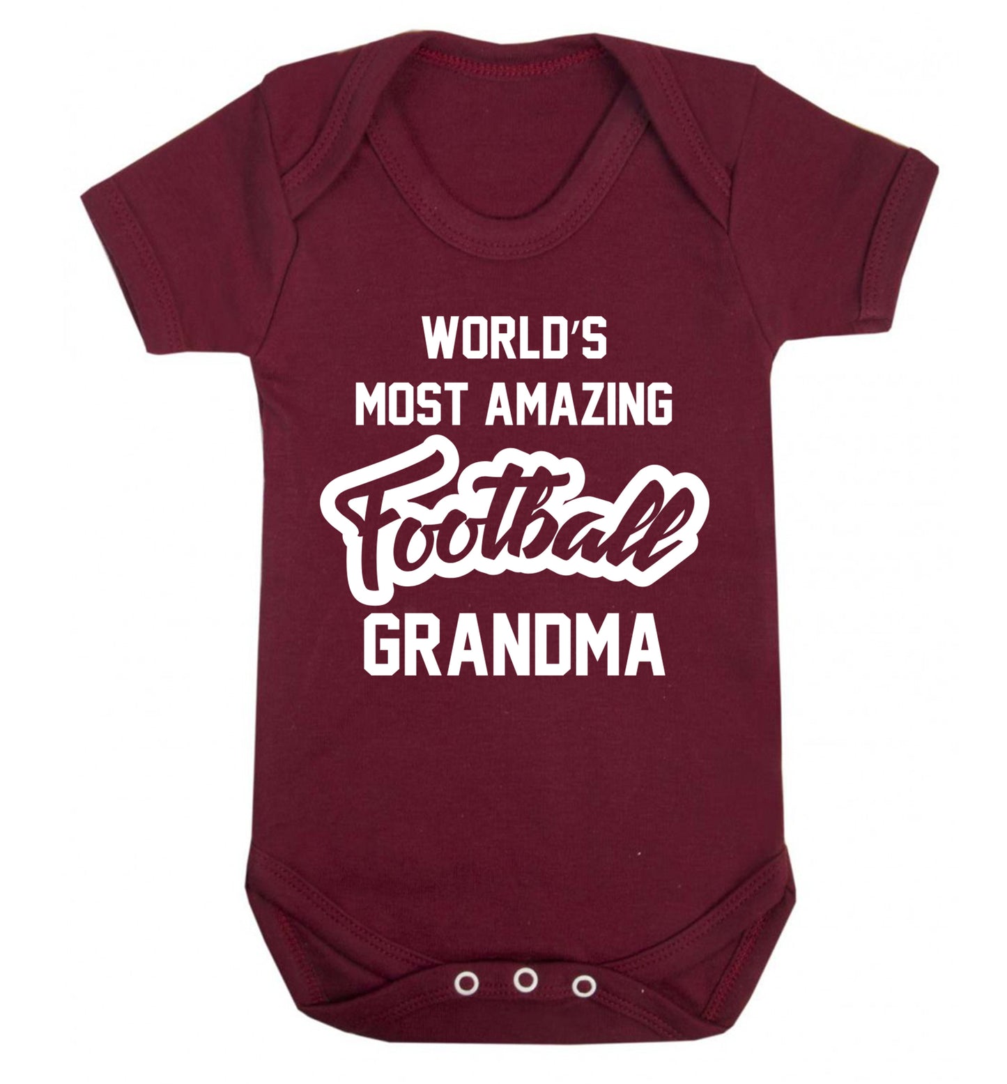 Worlds most amazing football grandma Baby Vest maroon 18-24 months