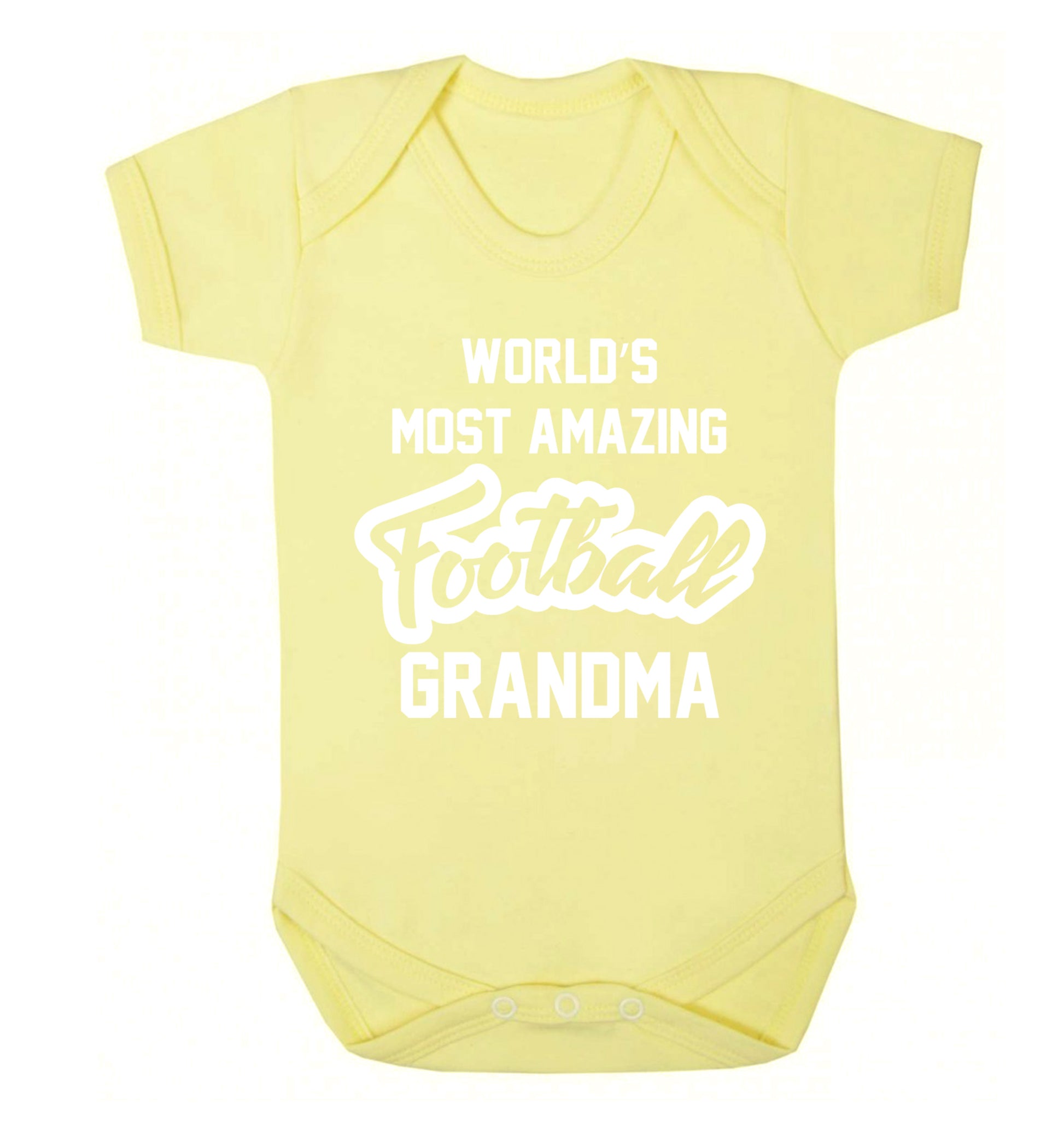 Worlds most amazing football grandma Baby Vest pale yellow 18-24 months