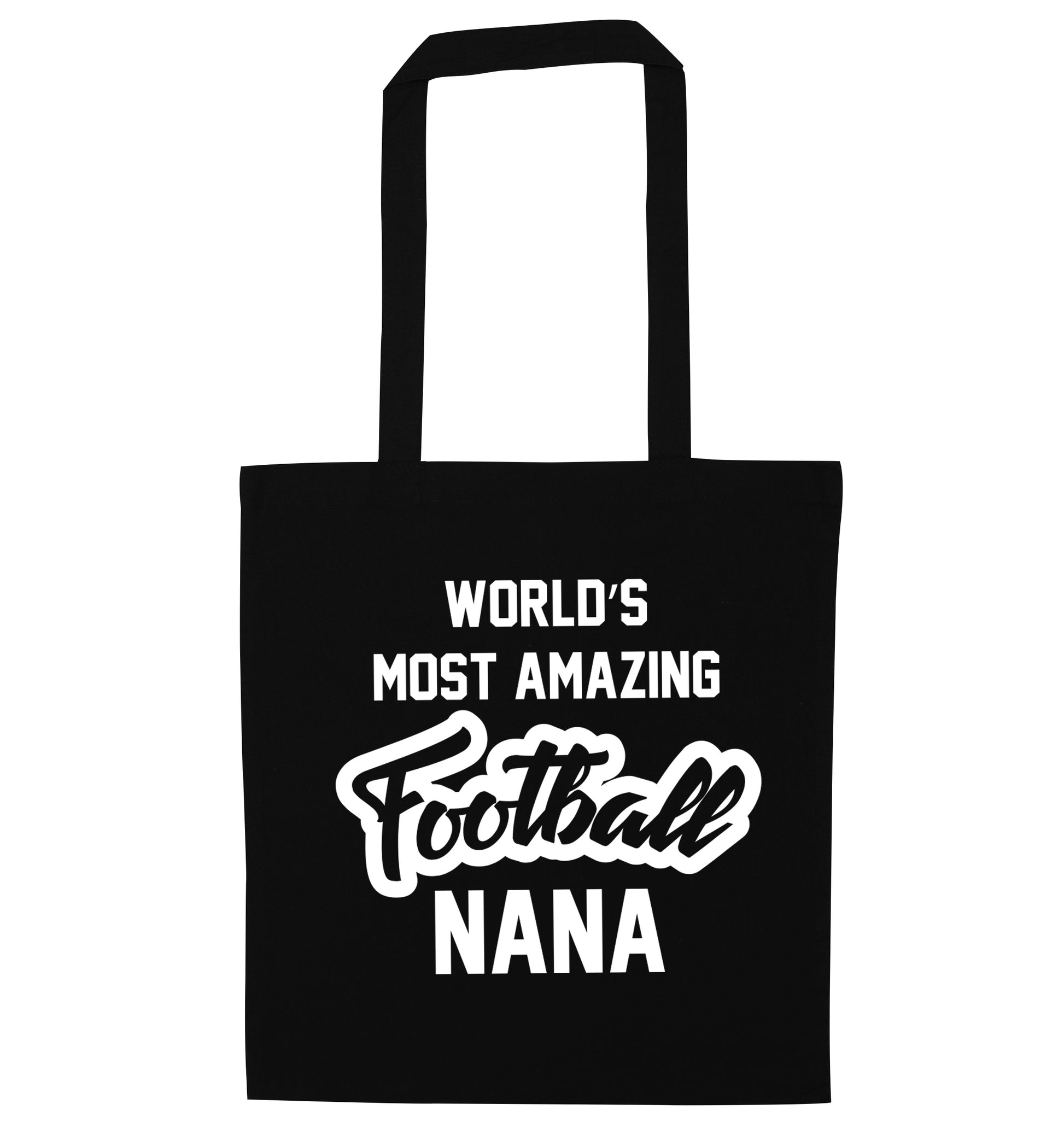 Worlds most amazing football nana black tote bag