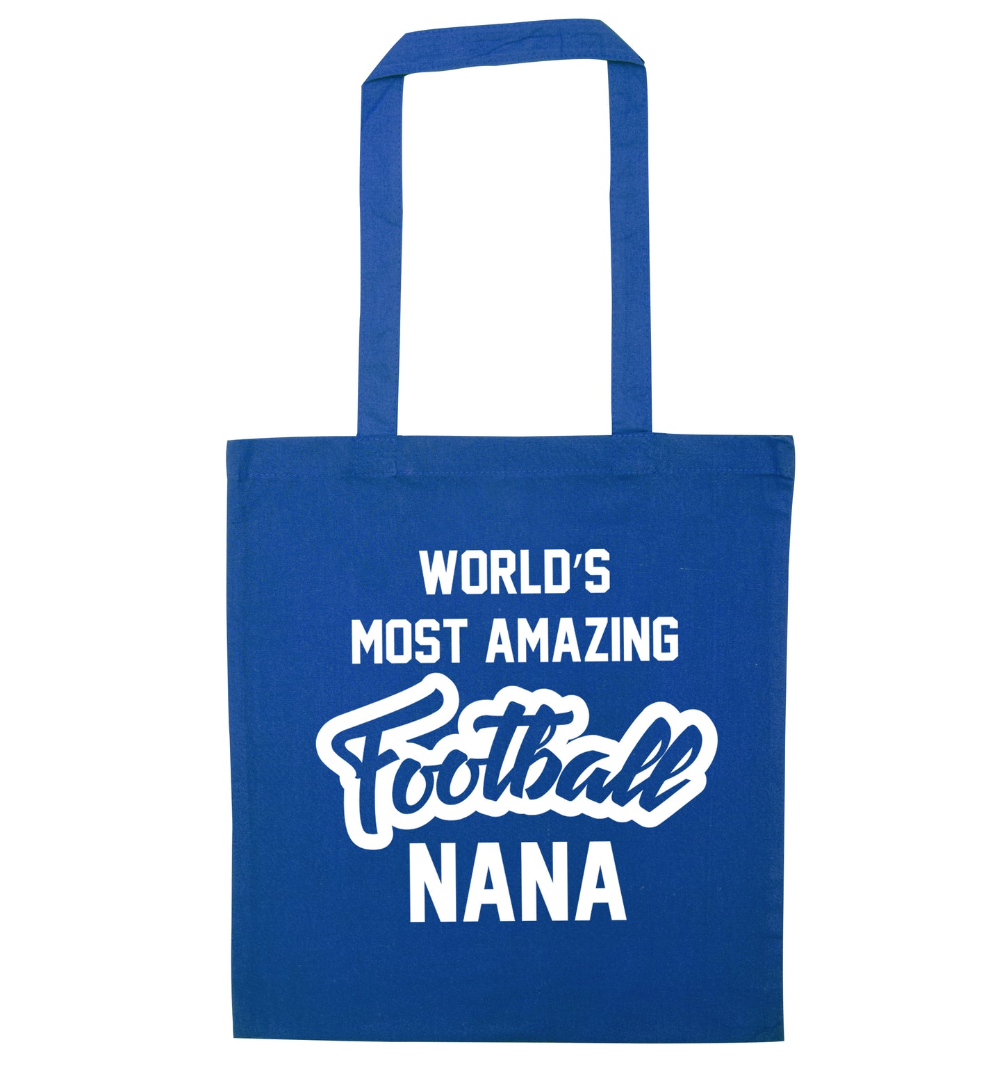 Worlds most amazing football nana blue tote bag