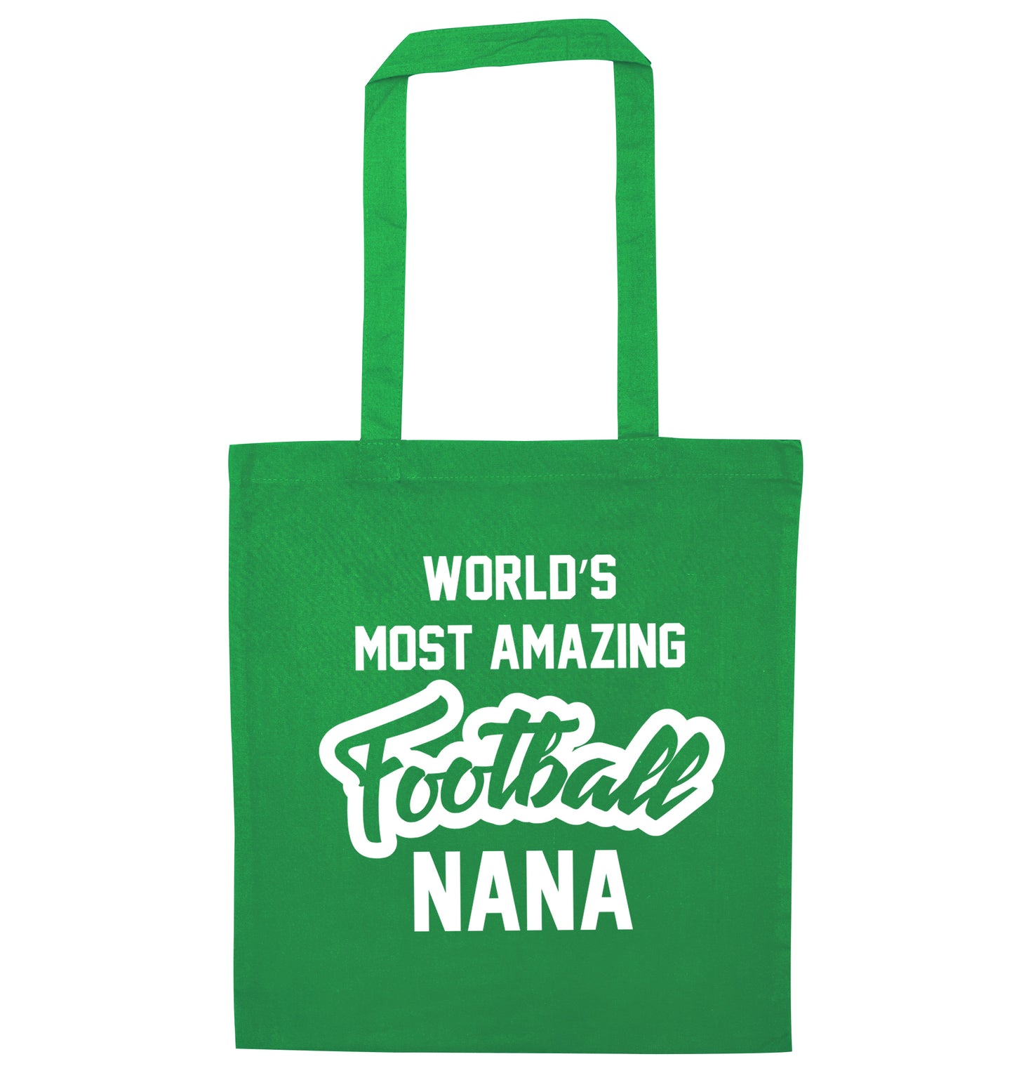 Worlds most amazing football nana green tote bag
