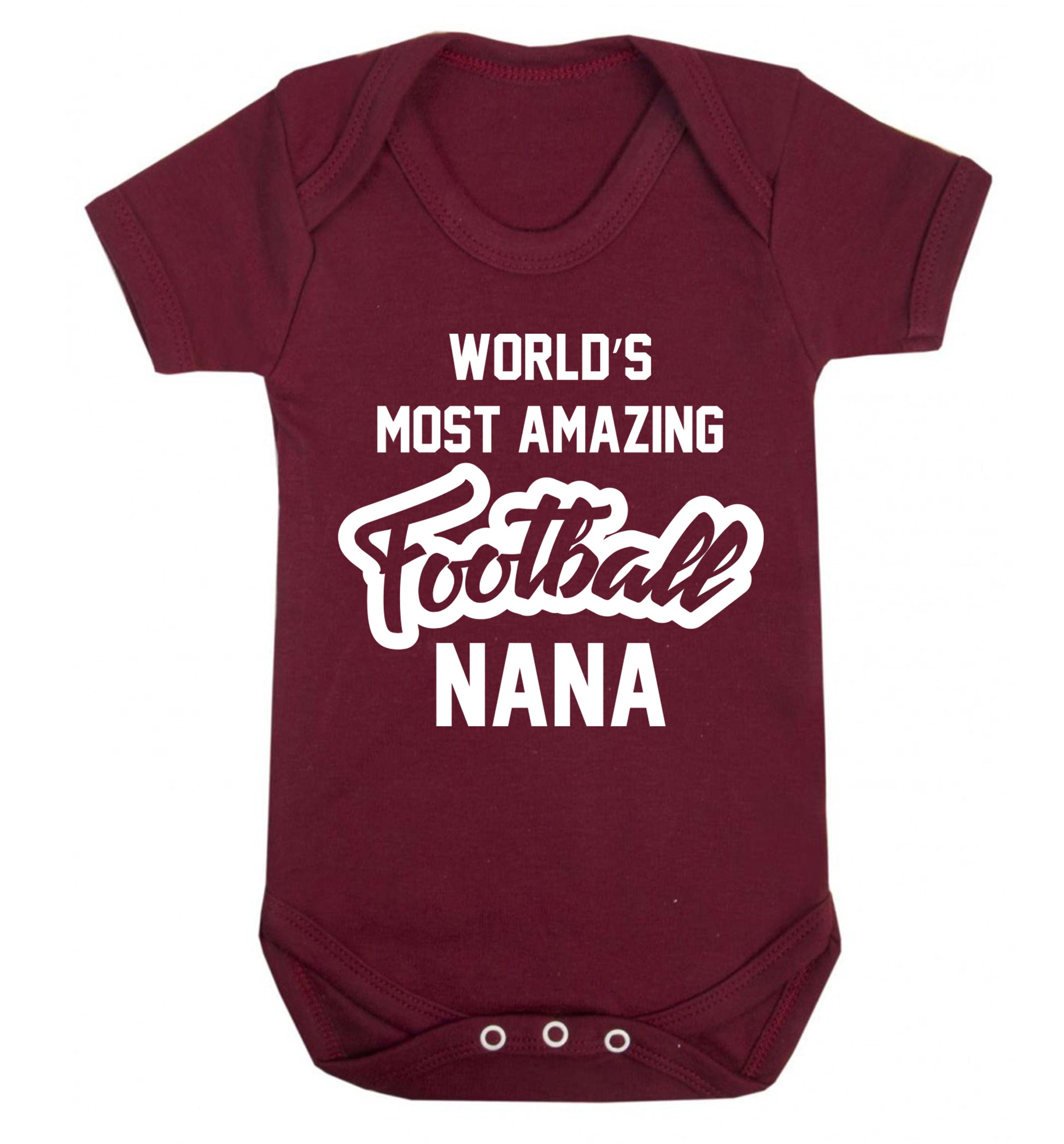 Worlds most amazing football nana Baby Vest maroon 18-24 months