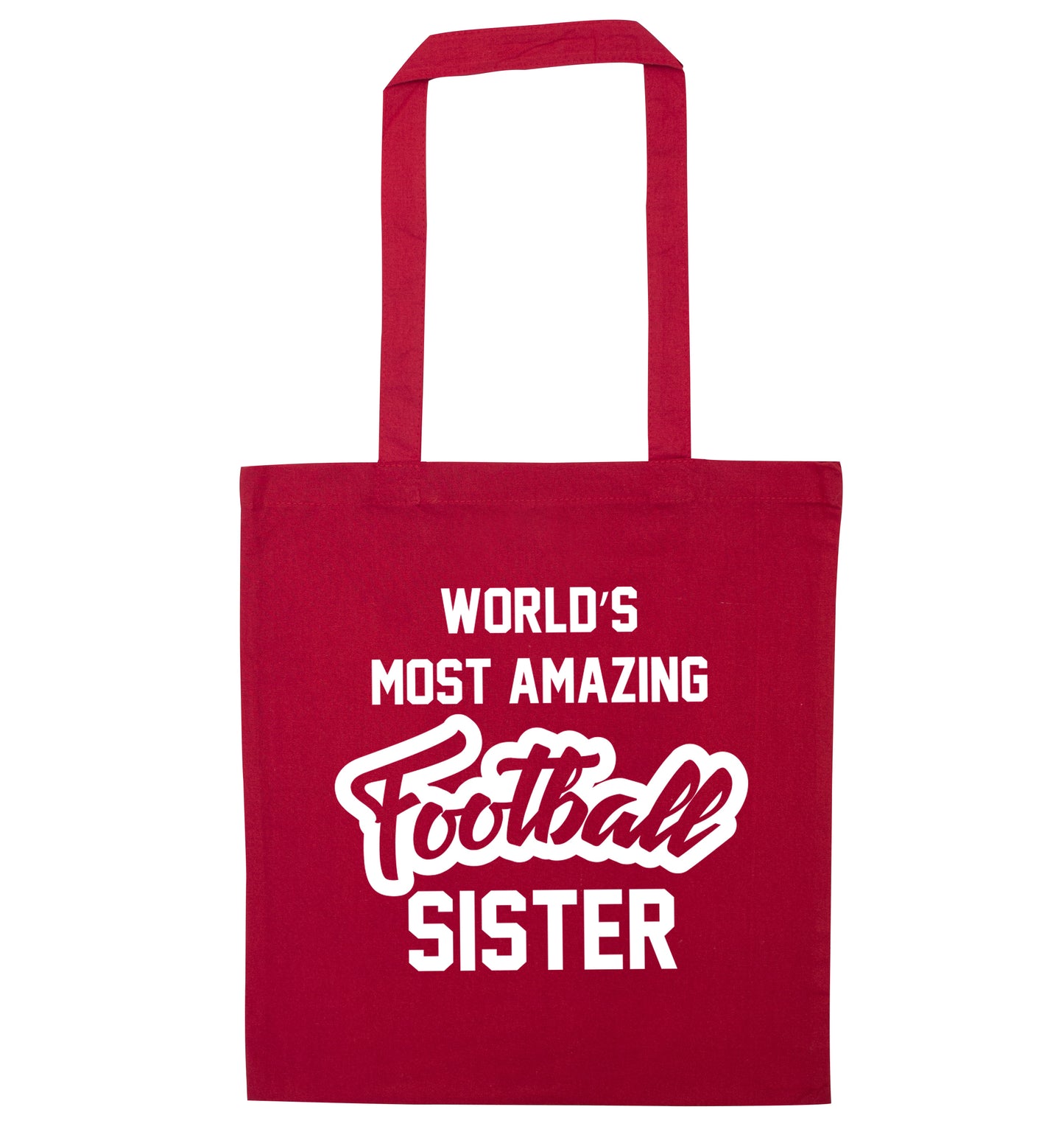 Worlds most amazing football sister red tote bag