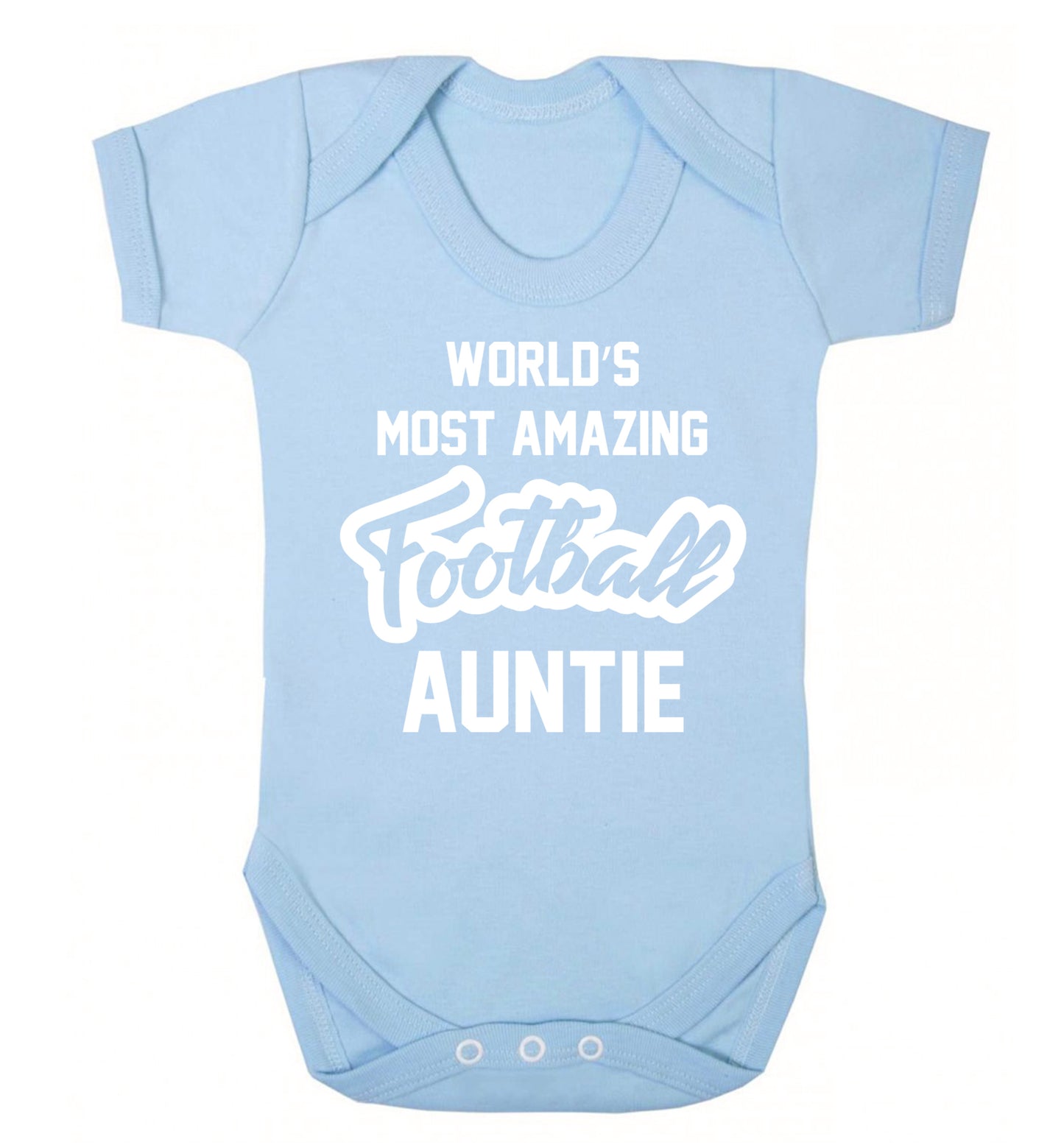 Worlds most amazing football auntie Baby Vest pale blue 18-24 months