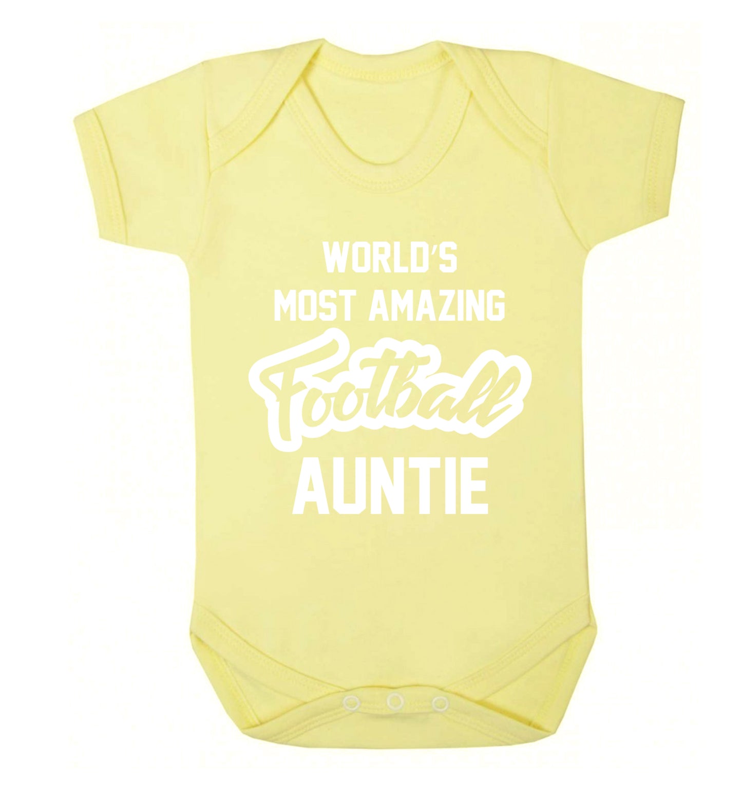 Worlds most amazing football auntie Baby Vest pale yellow 18-24 months