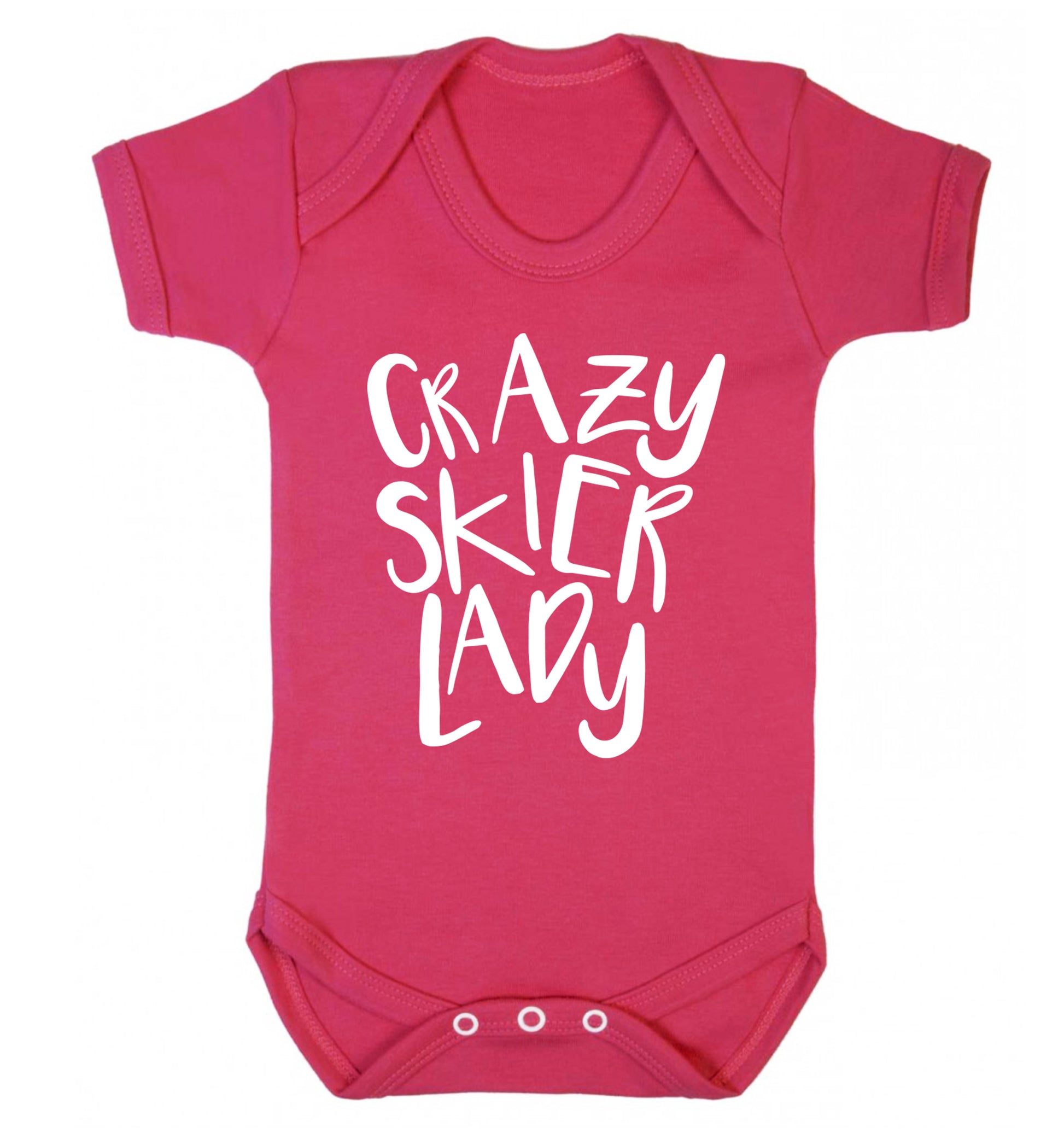 Crazy skier lady Baby Vest dark pink 18-24 months