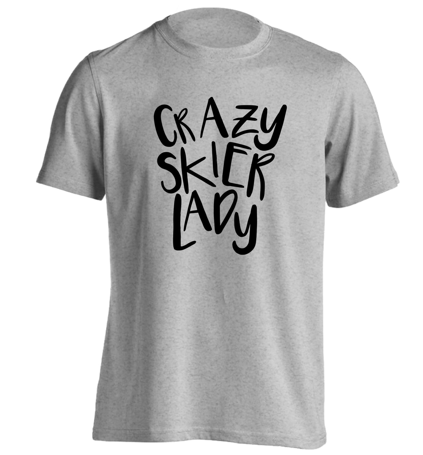 Crazy skier lady adults unisexgrey Tshirt 2XL