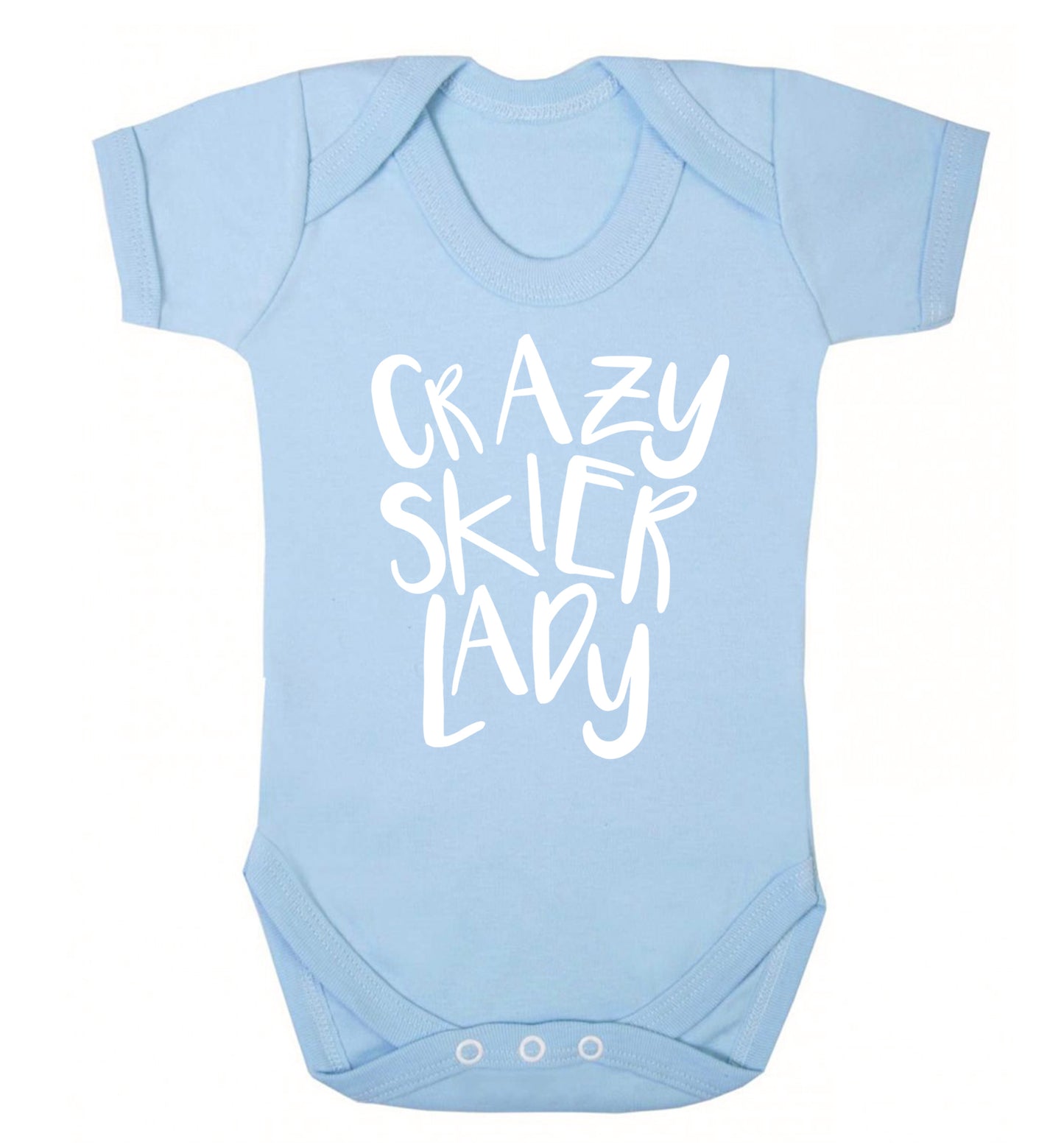 Crazy skier lady Baby Vest pale blue 18-24 months