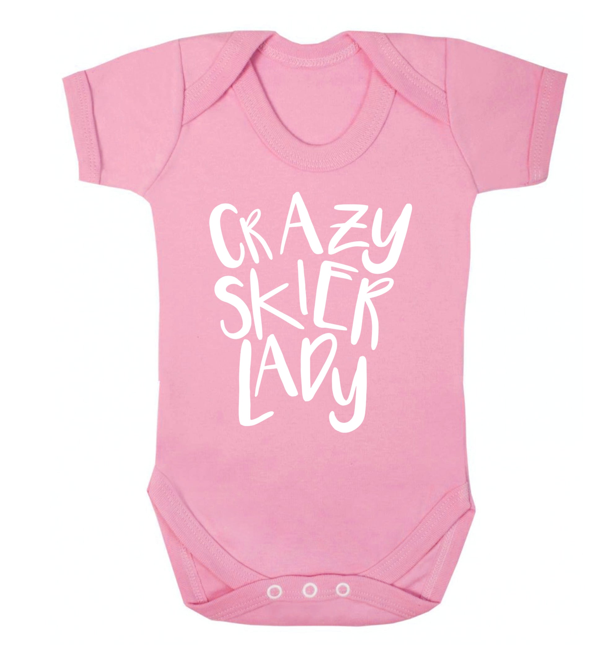 Crazy skier lady Baby Vest pale pink 18-24 months