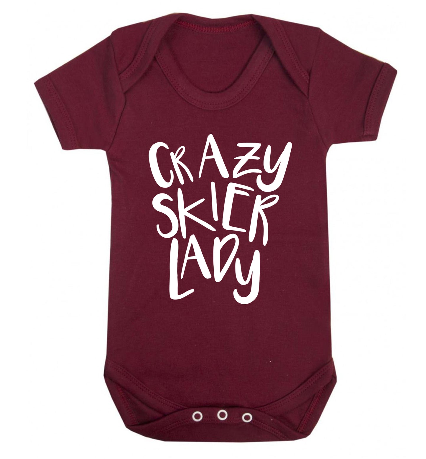 Crazy skier lady Baby Vest maroon 18-24 months