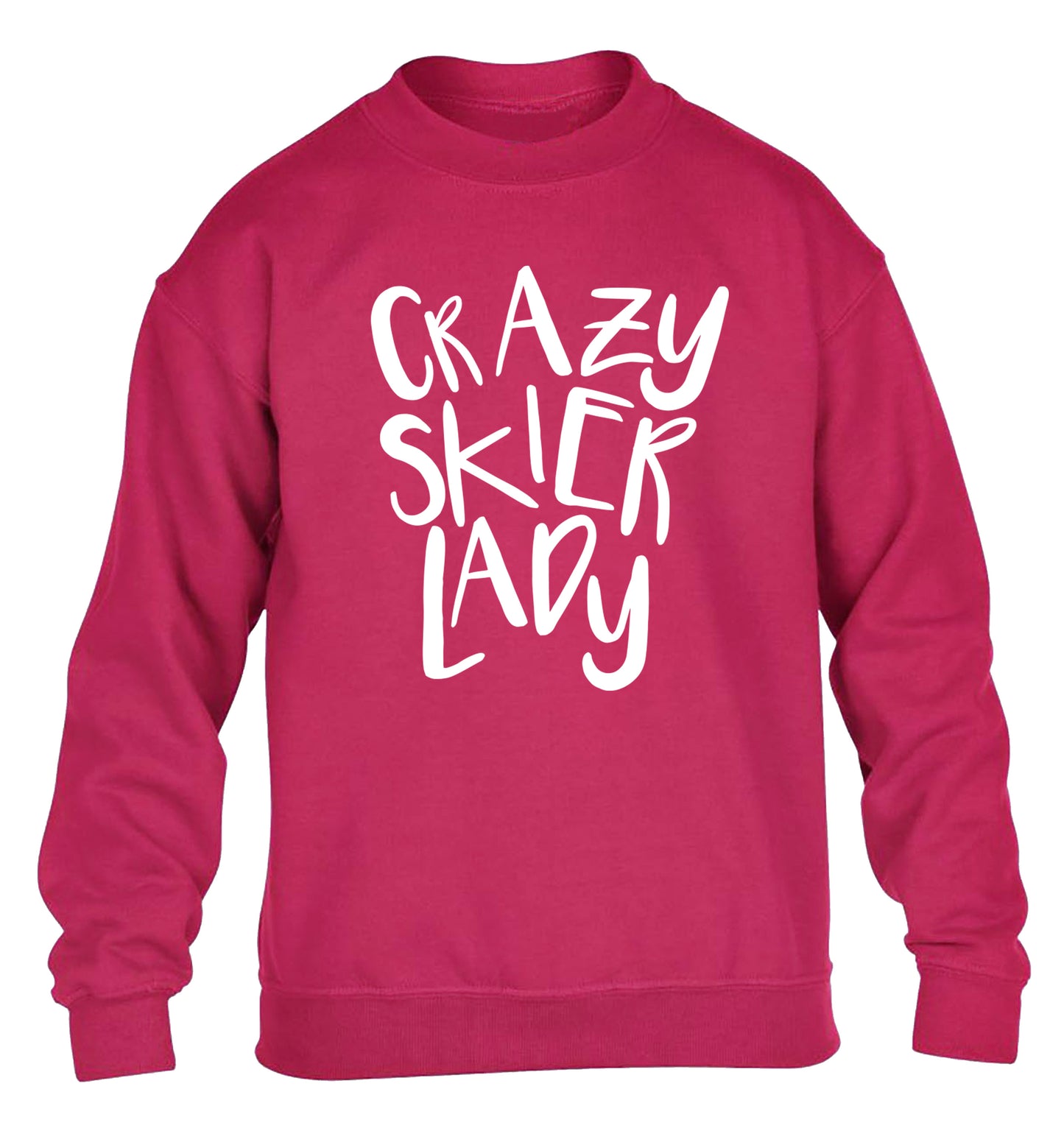 Crazy skier lady children's pink sweater 12-14 Years