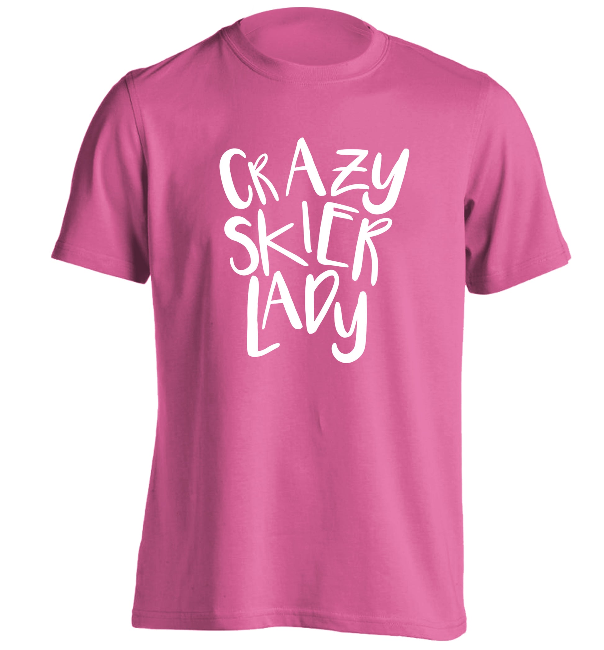 Crazy skier lady adults unisexpink Tshirt 2XL