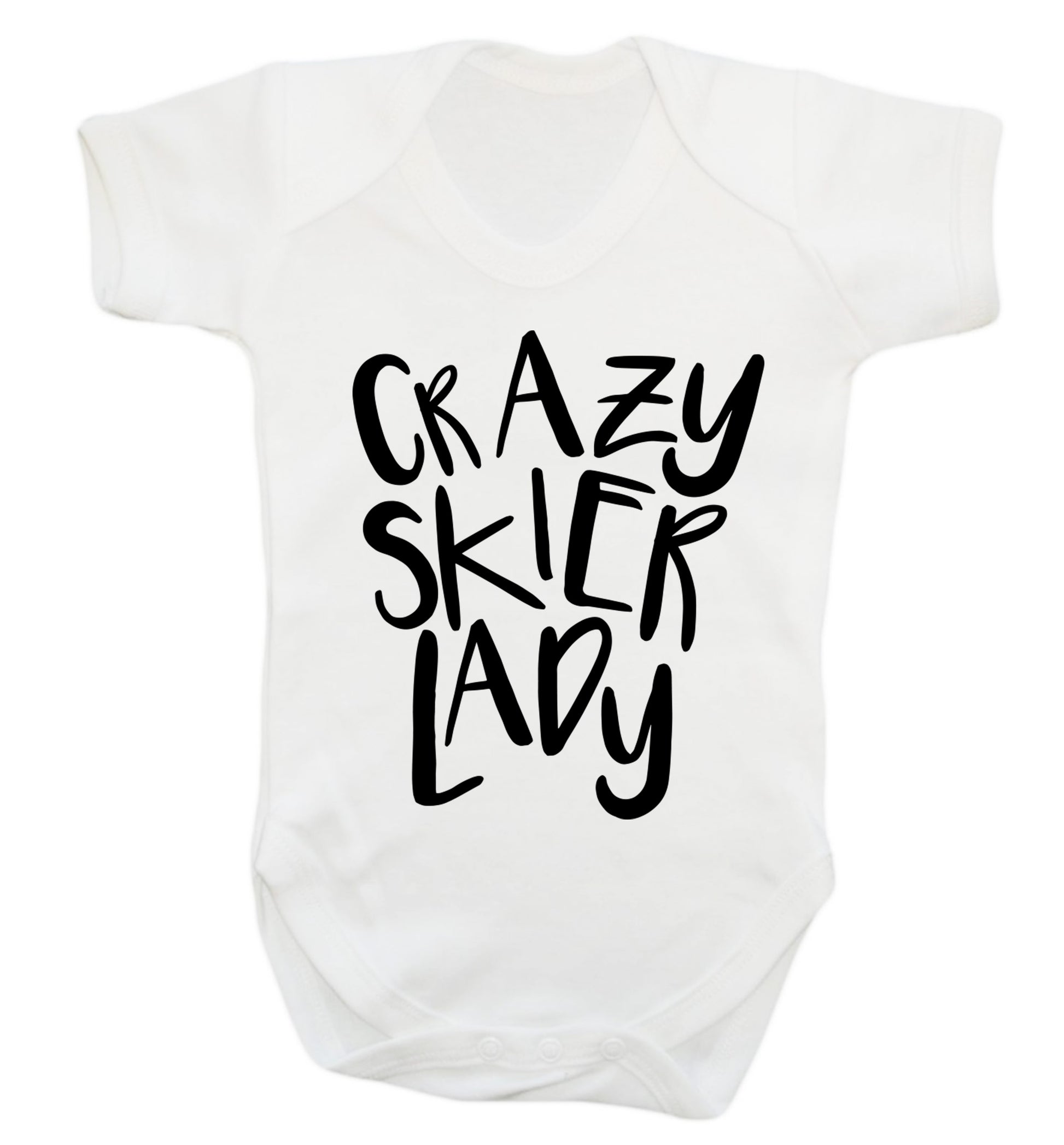 Crazy skier lady Baby Vest white 18-24 months