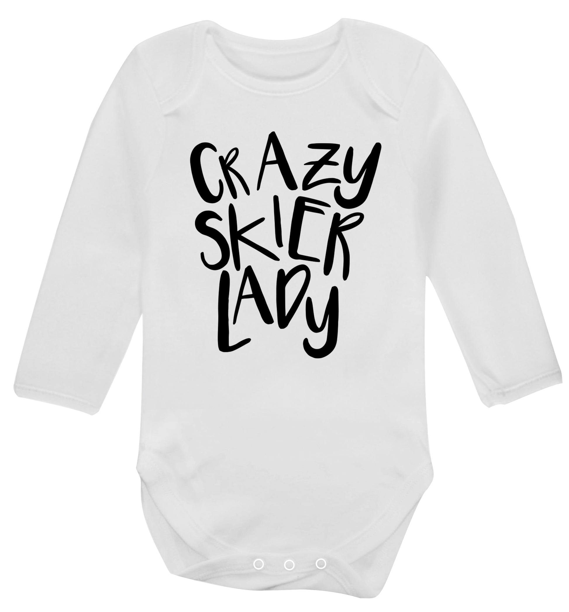 Crazy skier lady Baby Vest long sleeved white 6-12 months